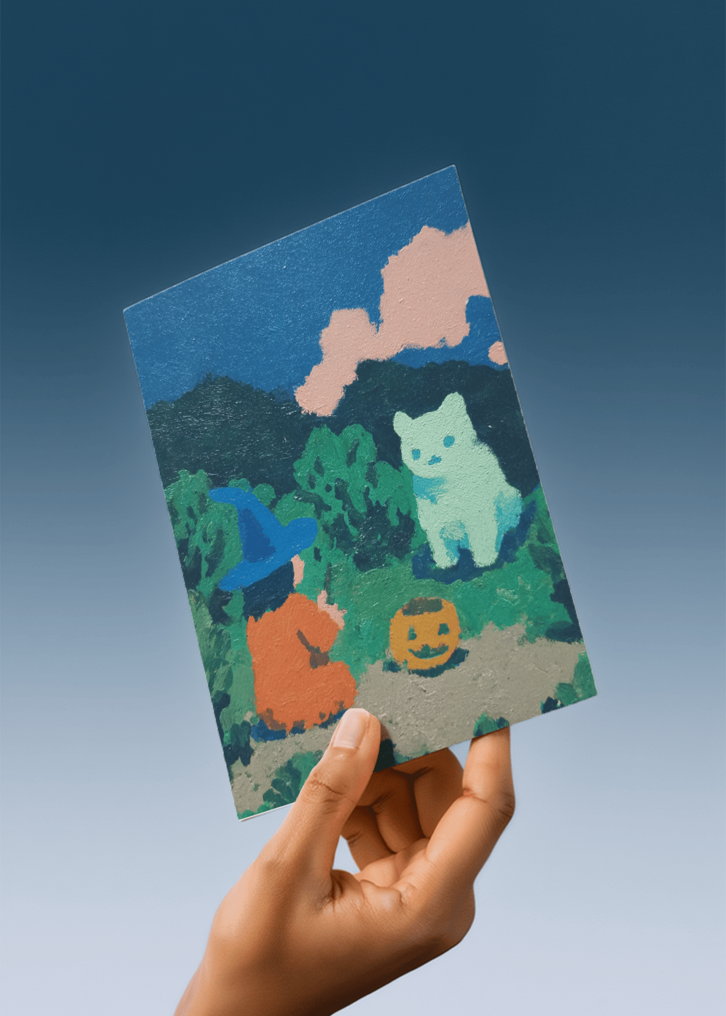 Enchanting Witch and Ghostly Cat mockup 4