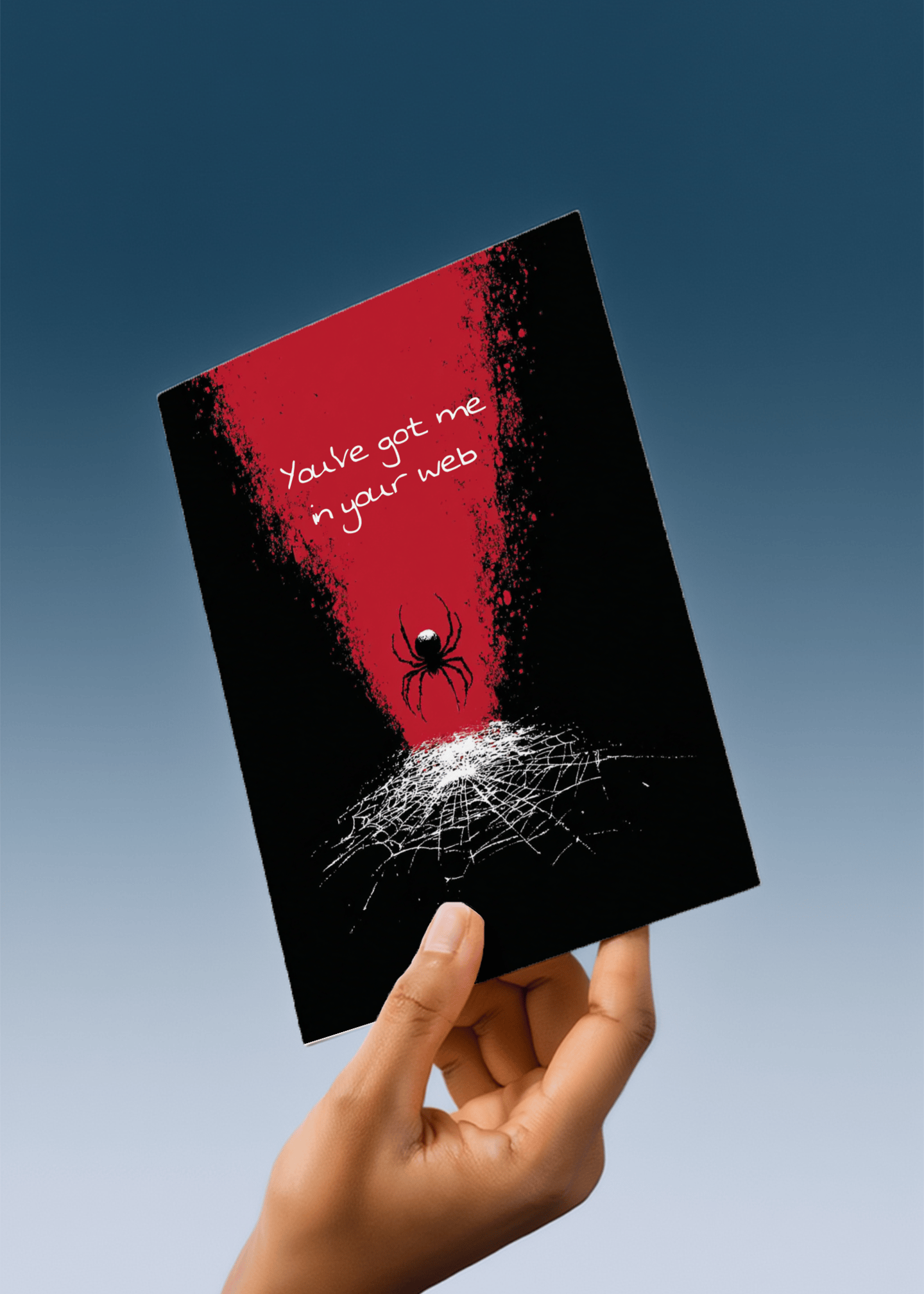 Caught in Your Web Love Card mockup 4