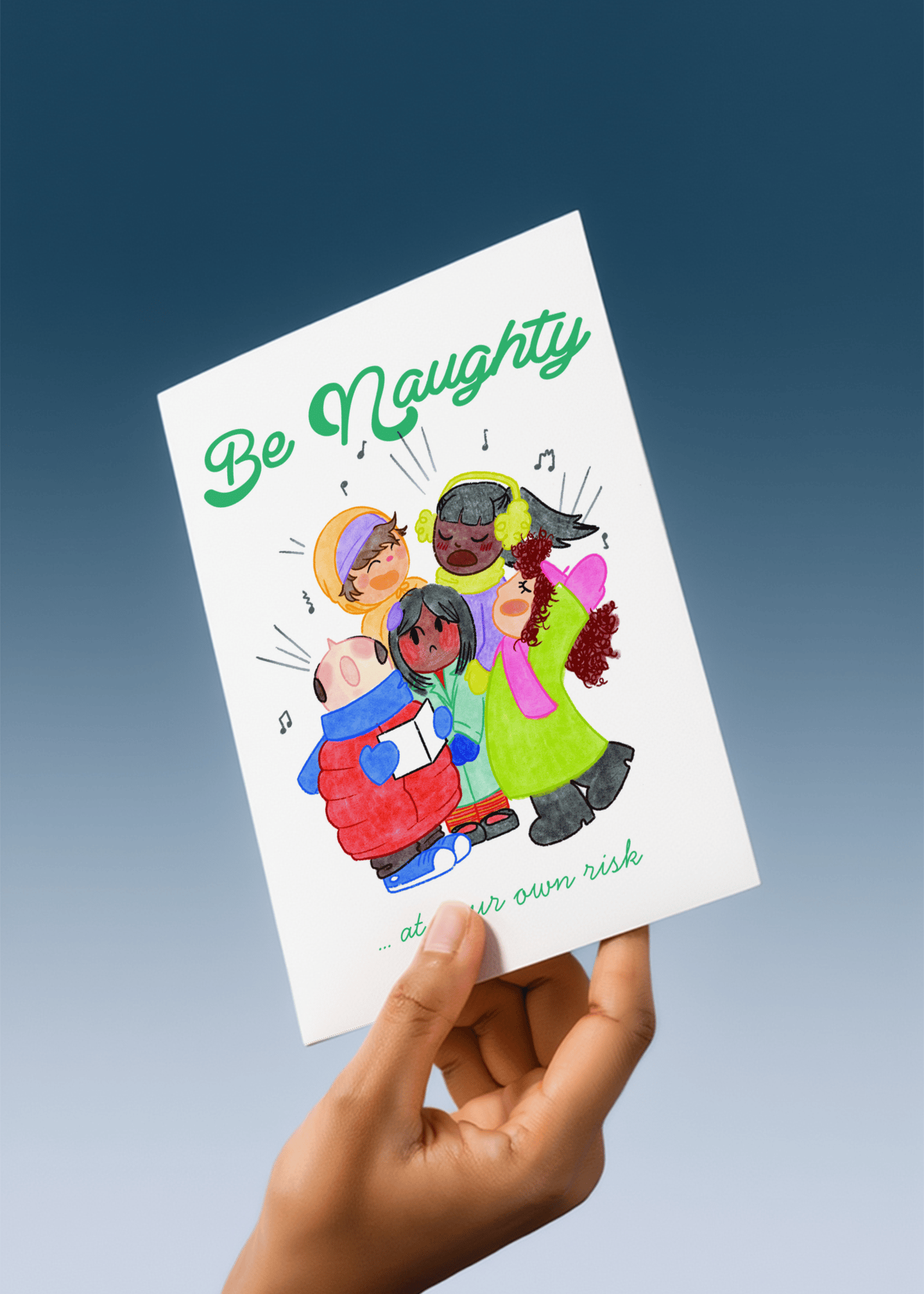 Be Naughty at Your Own Risk Card mockup 2