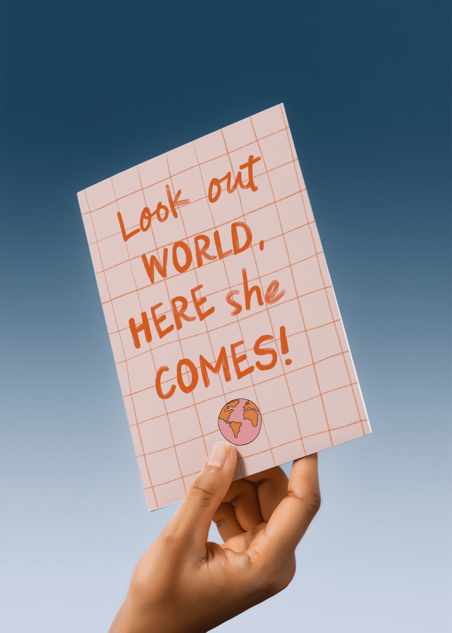 Look Out World She’s Coming Card mockup 4
