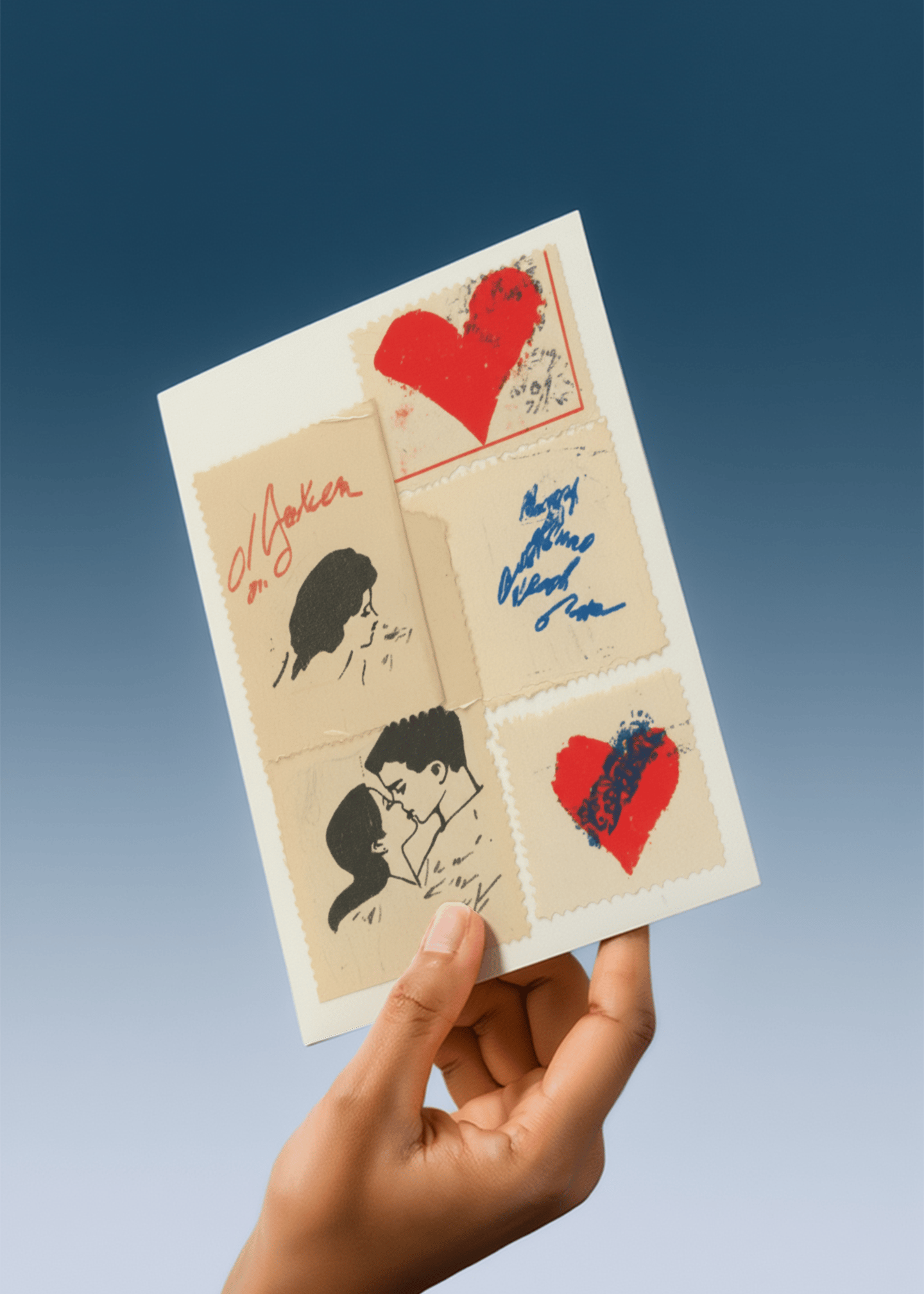 Vintage Romance Collage Card mockup 3