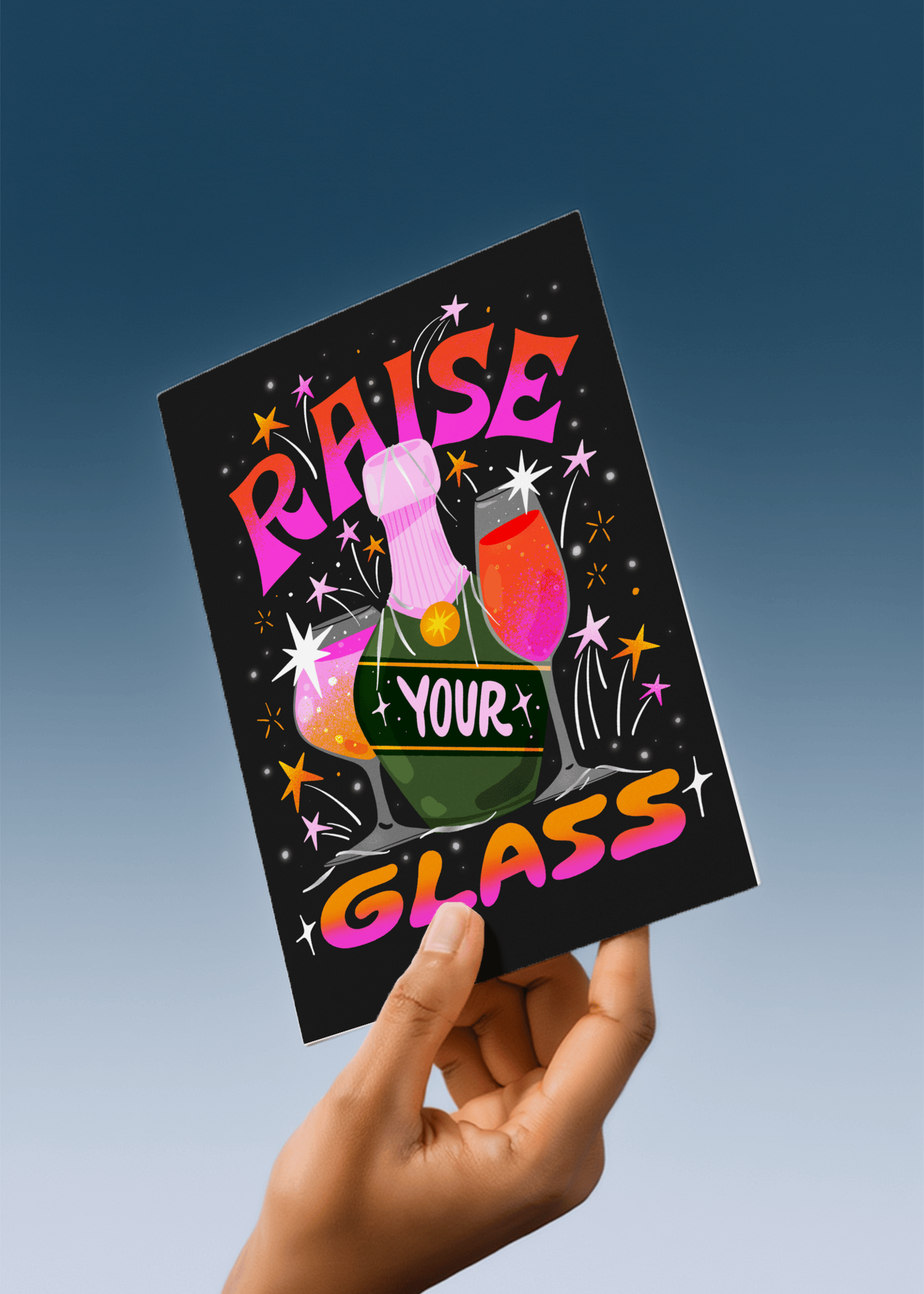 Raise Your Glass Celebration Card mockup 4
