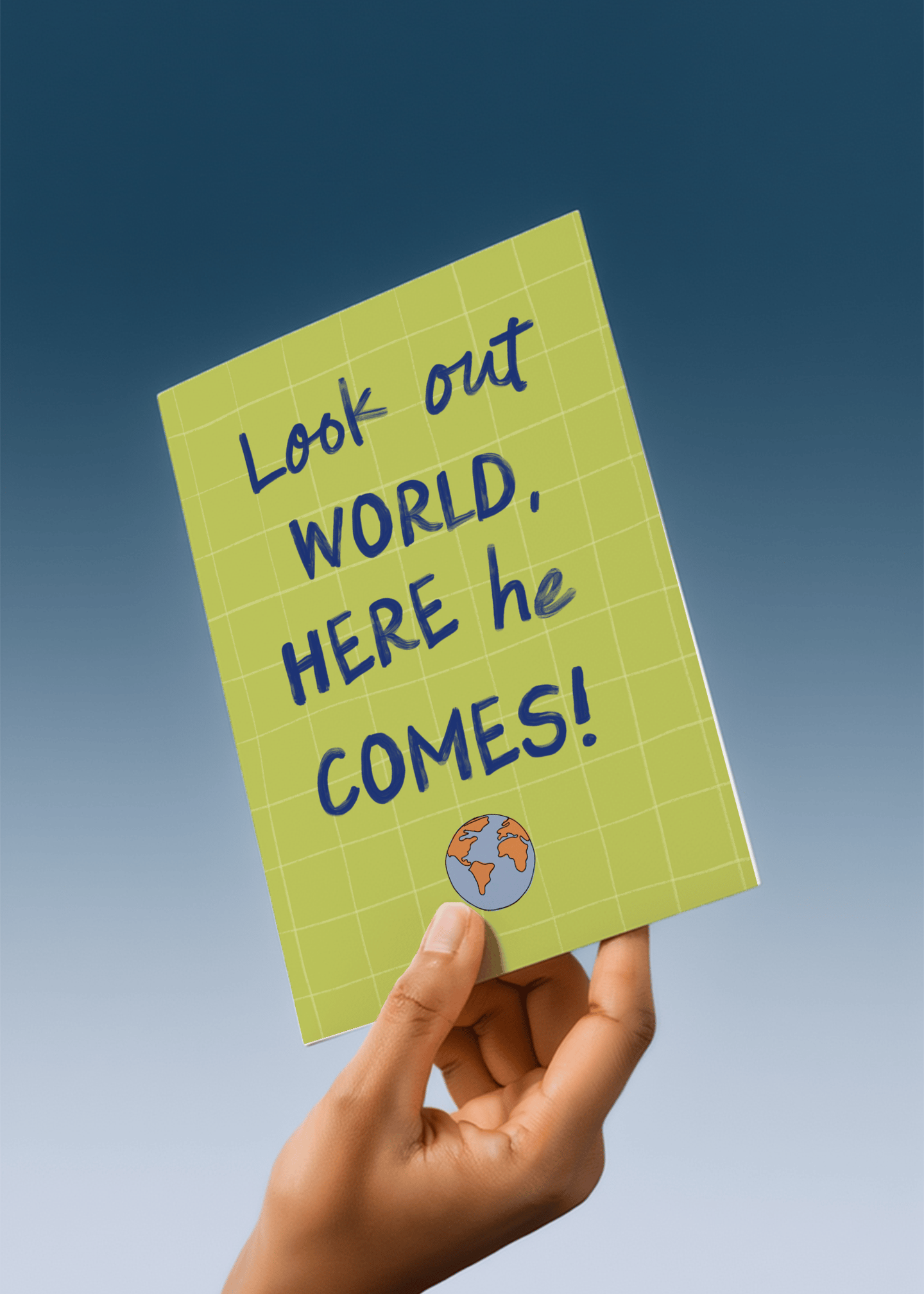 Look Out World He’s Coming Card mockup 4