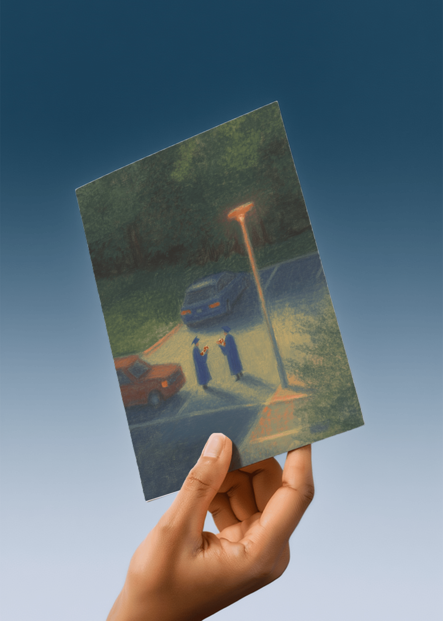 Caps And Goodbyes Under Streetlight mockup 4