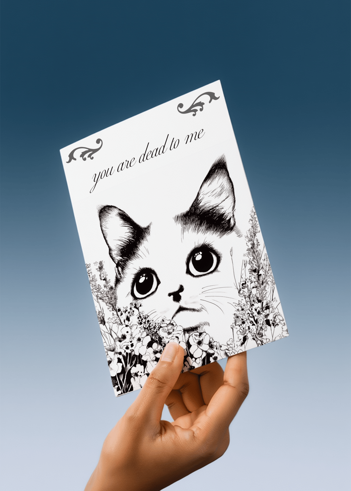 You Are Dead to Me Cat Card mockup 4