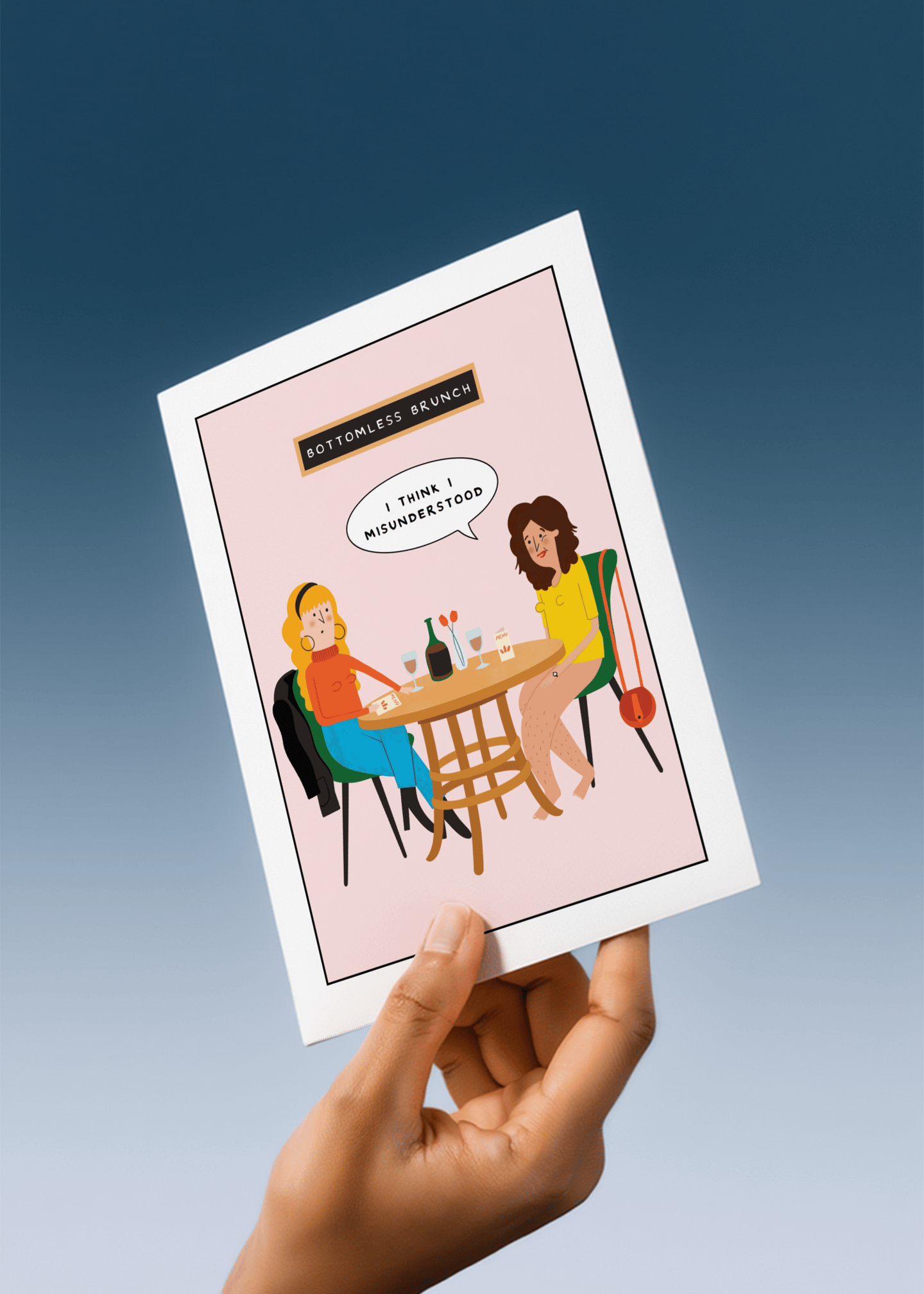 Bottomless Brunch Misunderstanding Card mockup 4
