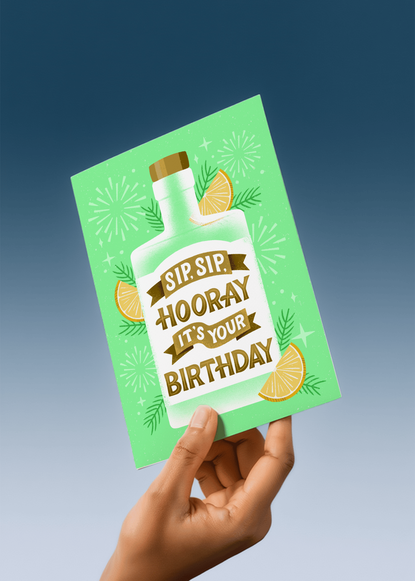Sip Sip Hooray Birthday Card mockup 3