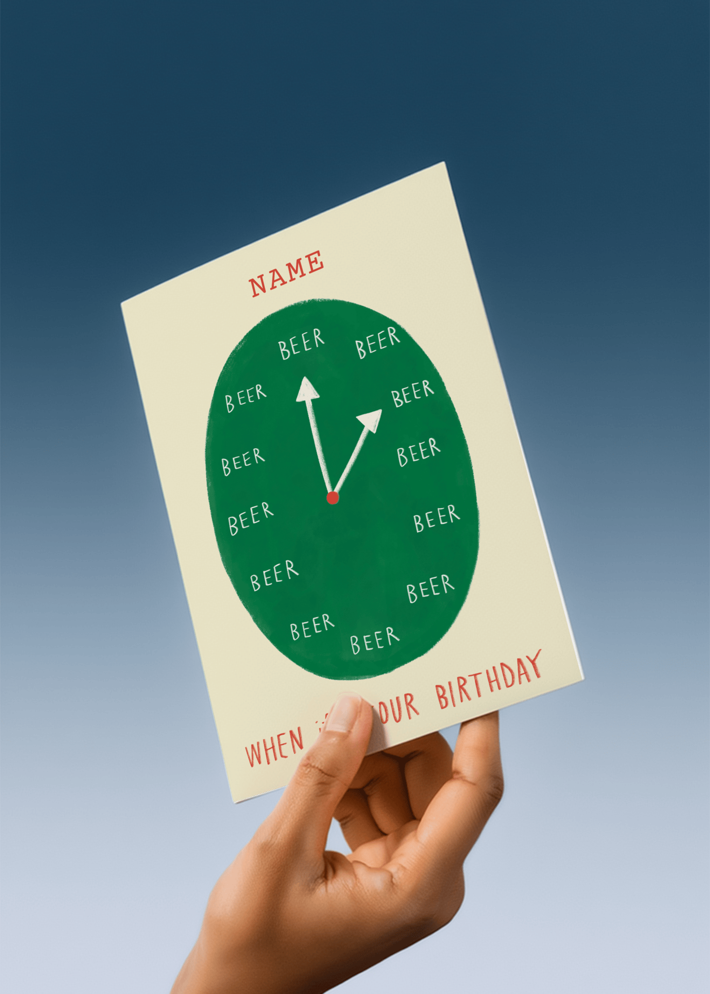Beer O'Clock Birthday Card mockup 4