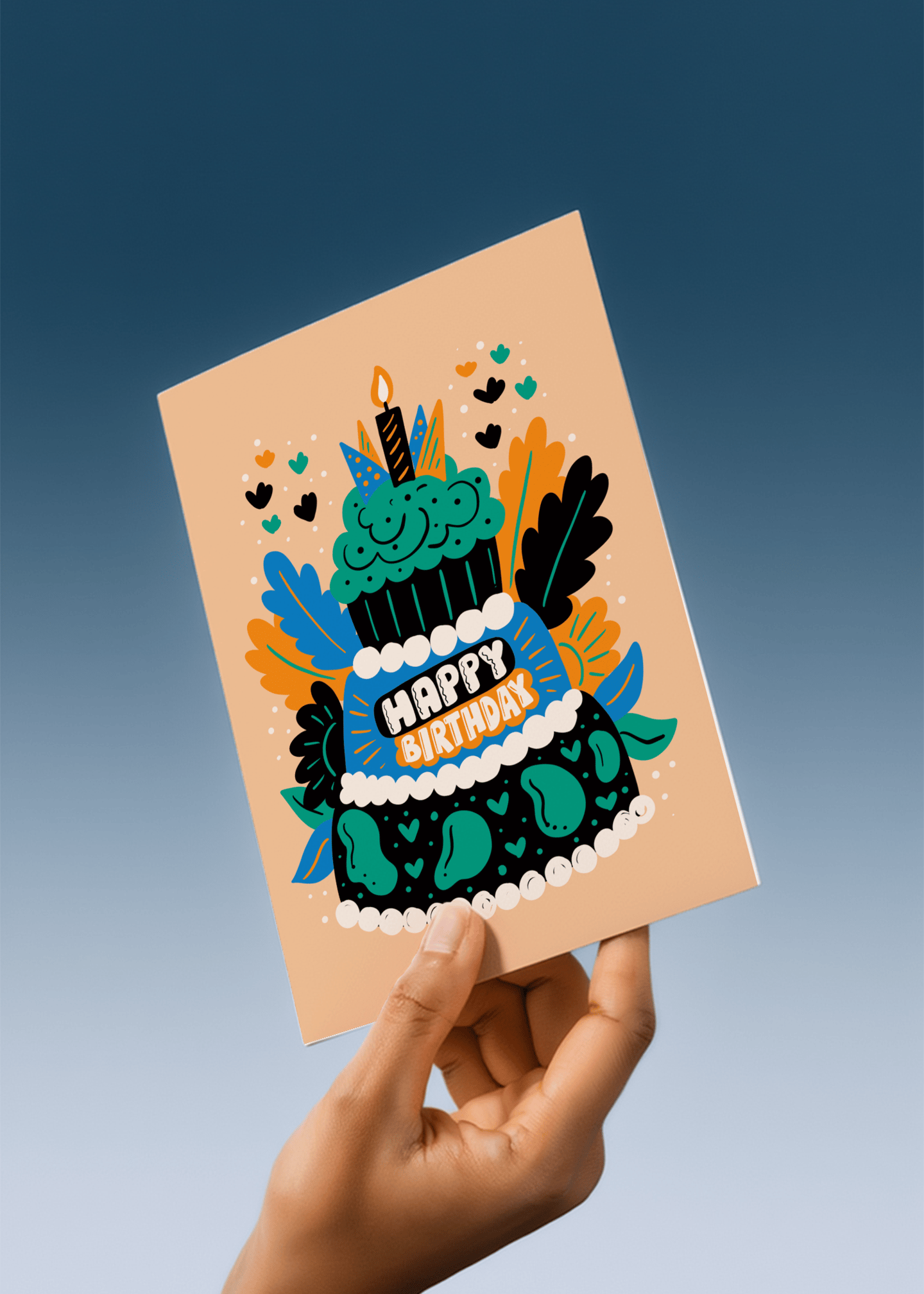 Colorful Cake Birthday Card mockup 4