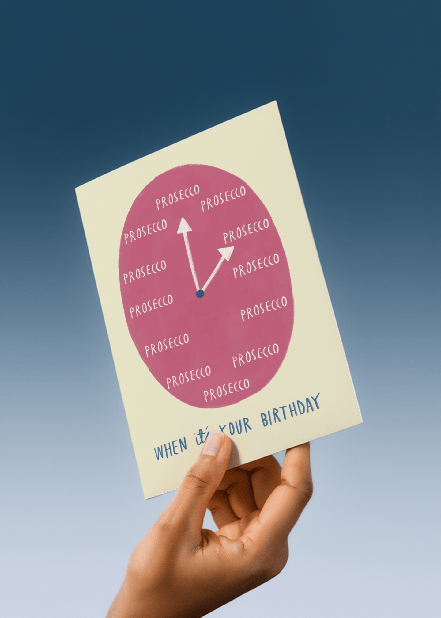 Prosecco Birthday Clock Card mockup 4