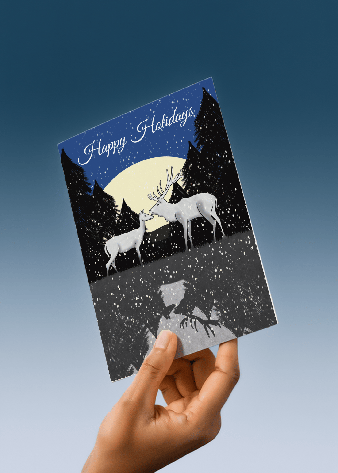 Moonlit Winter Deer mockup 4