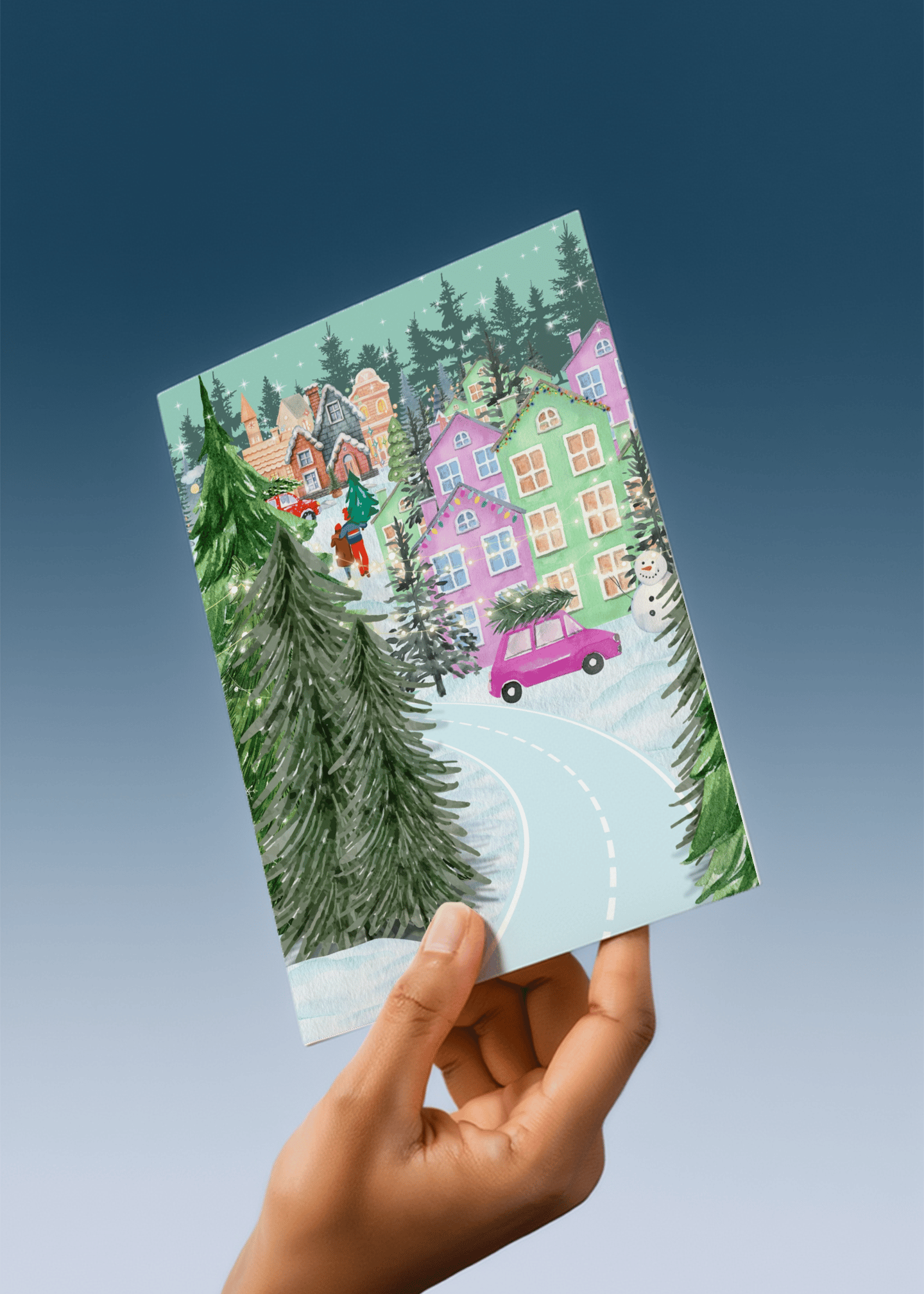 Colorful Christmas Village mockup 4