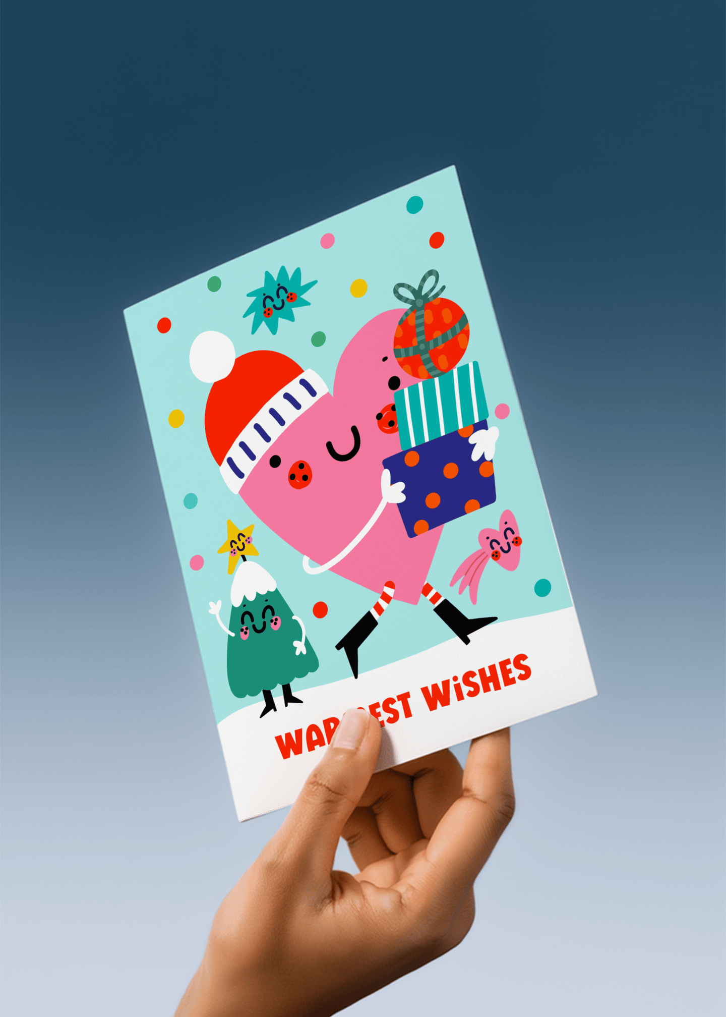 Warmest Wishes Heart and Gift Illustration mockup 4