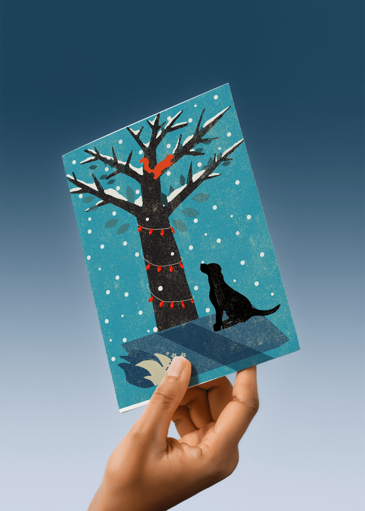 Dog and Squirrel Under Festive Tree mockup 4