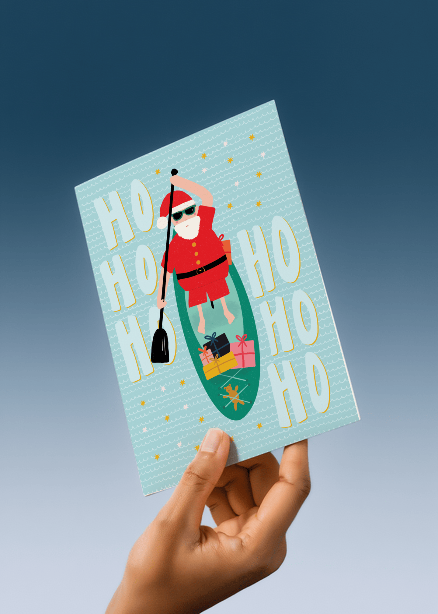 Santa Paddleboarding Christmas mockup 4