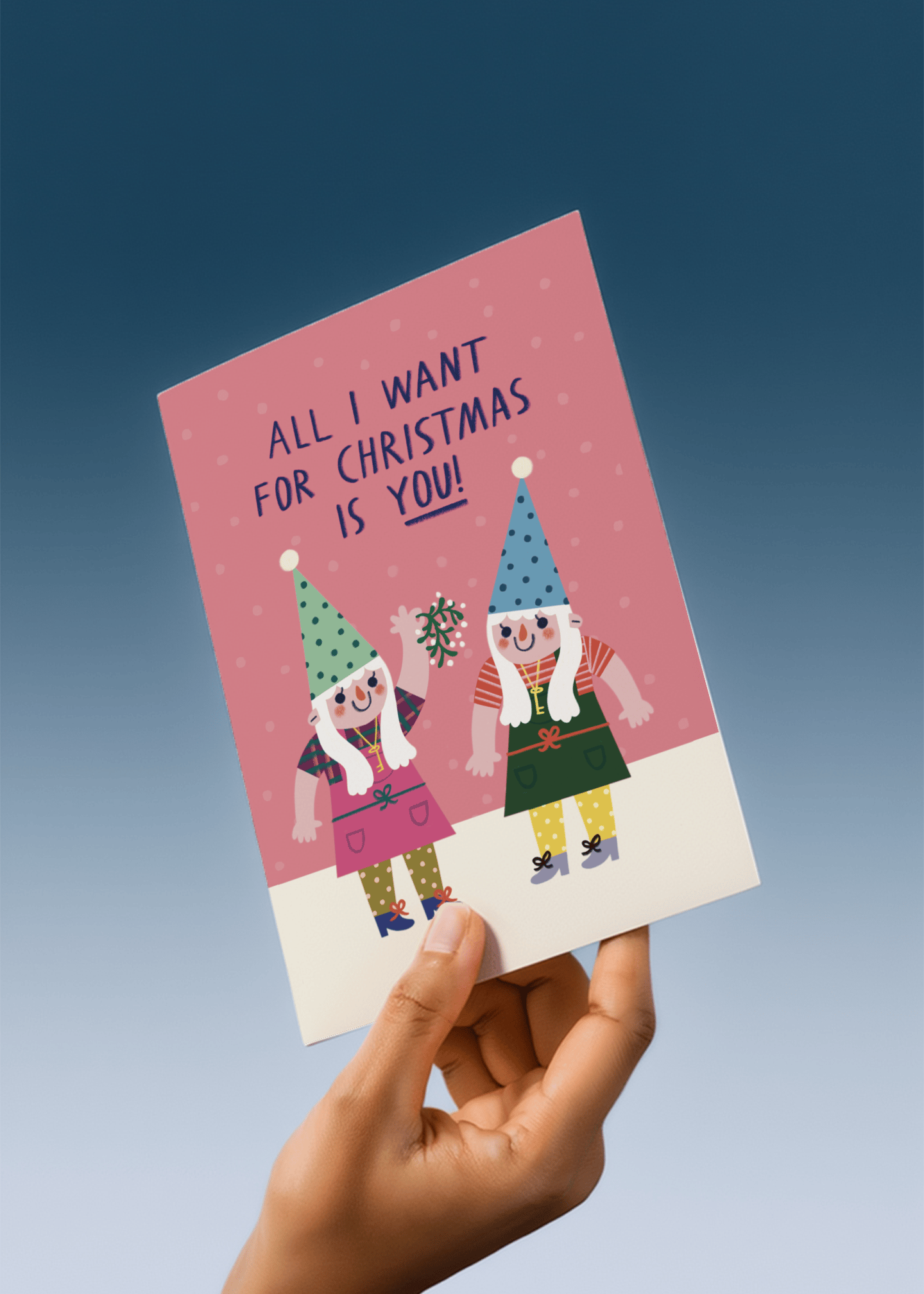All I Want For Christmas Gnome Card mockup 4