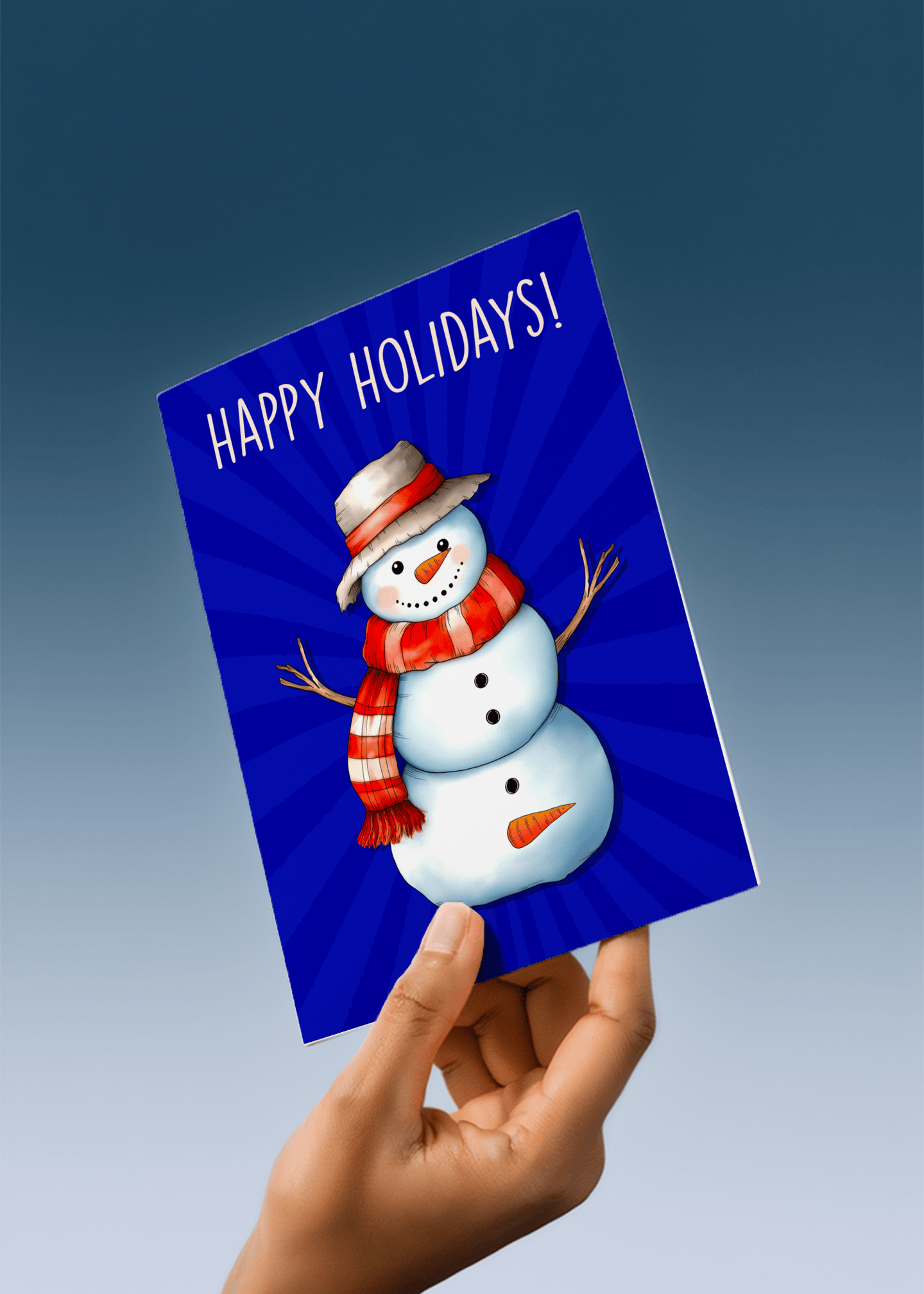 Happy Holidays Snowman Card mockup 4