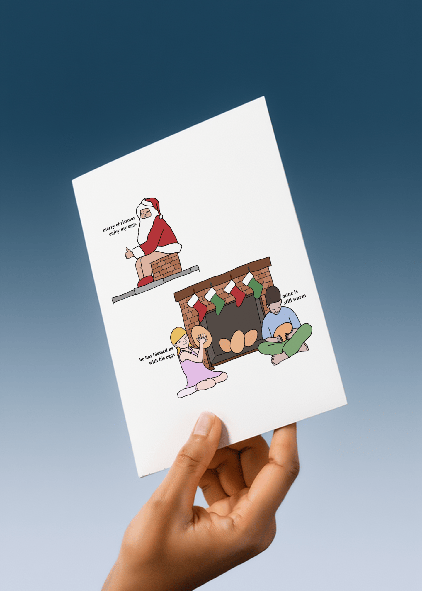 Santa Laying Christmas Eggs mockup 3