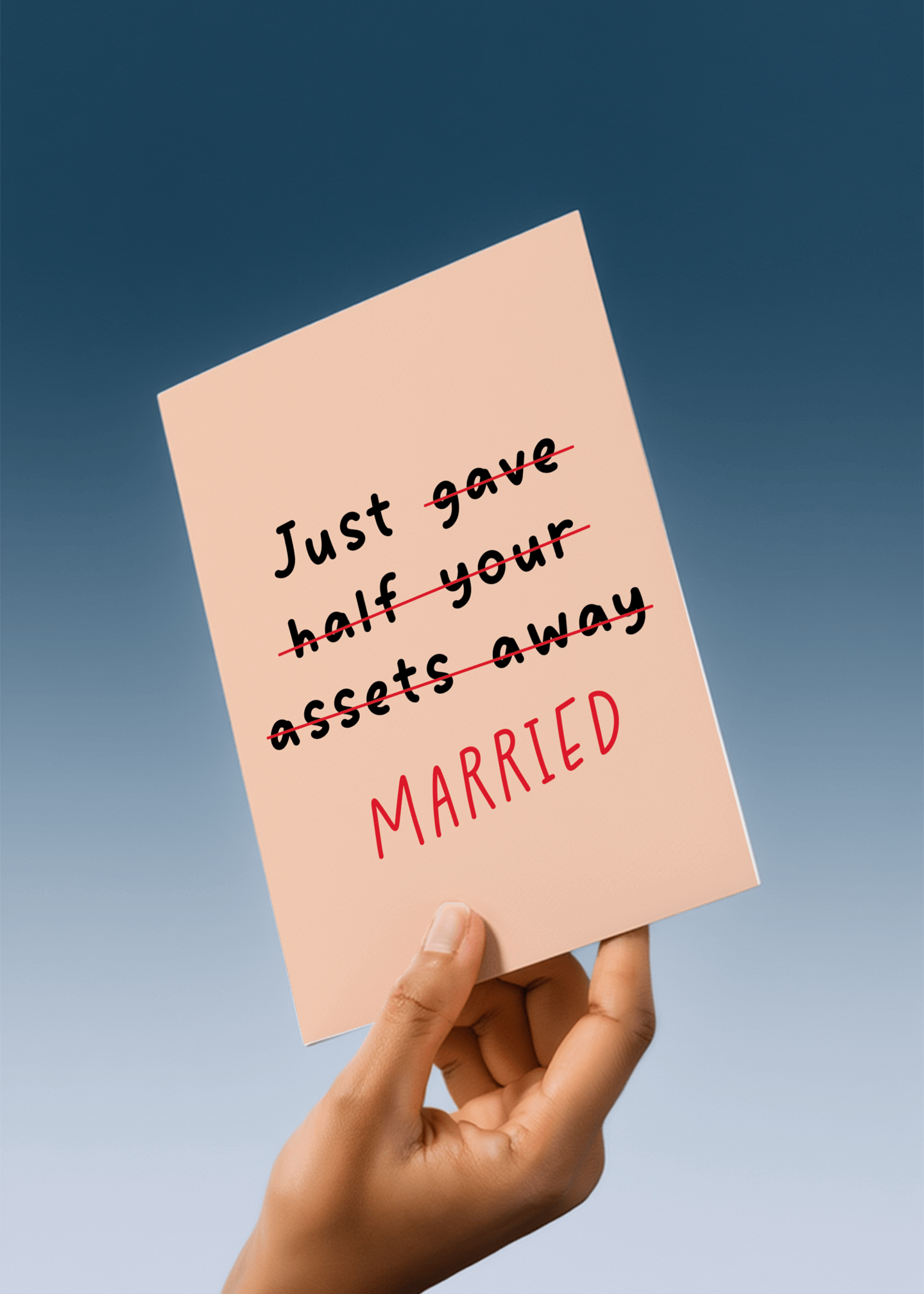 Half Your Assets Wedding Card mockup 4