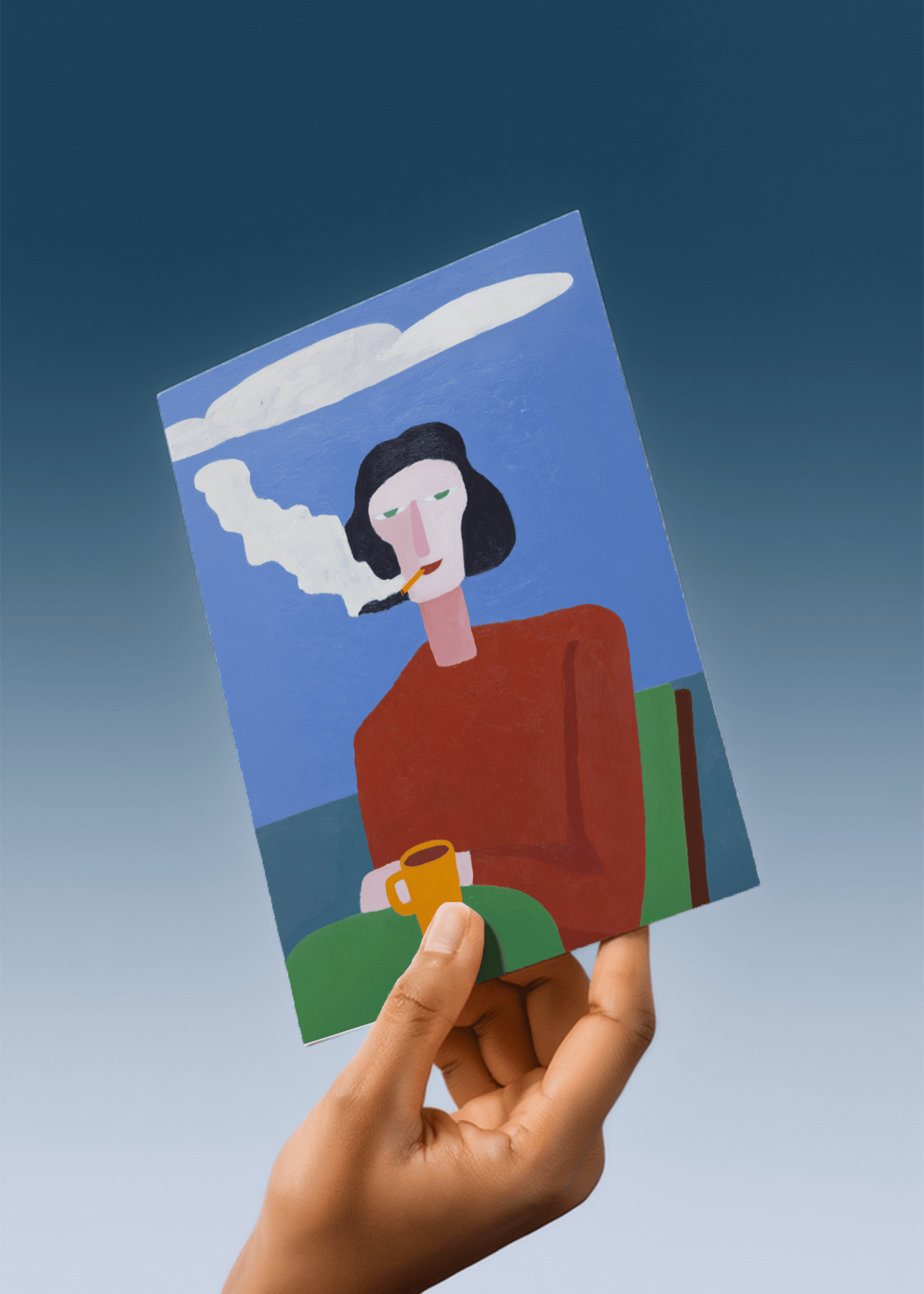 woman smoking a cigarette mockup 4