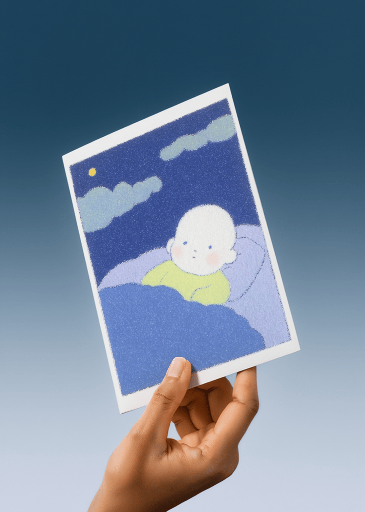 baby in bed under night sky  mockup 4