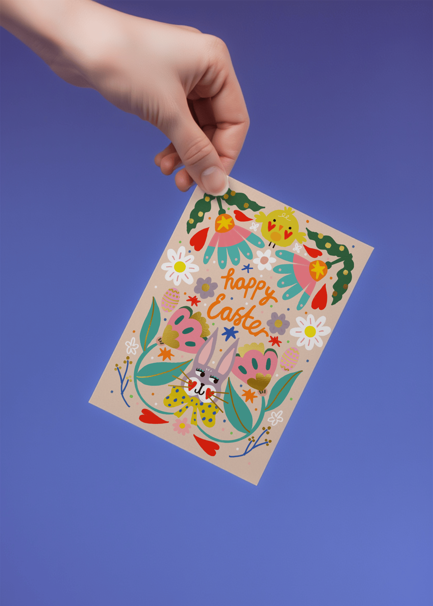 happy easter floral design mockup 4