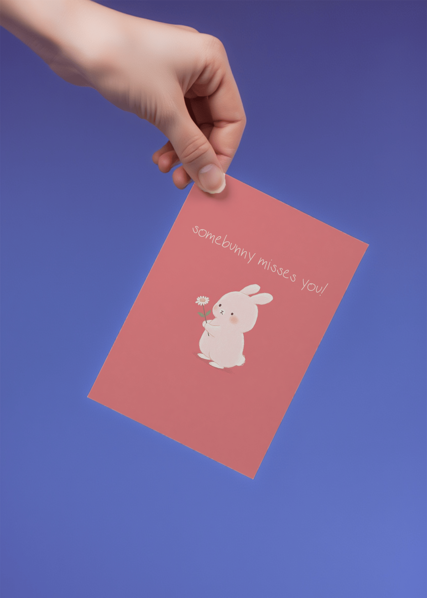 Adorable Bunny Misses You Card mockup 4