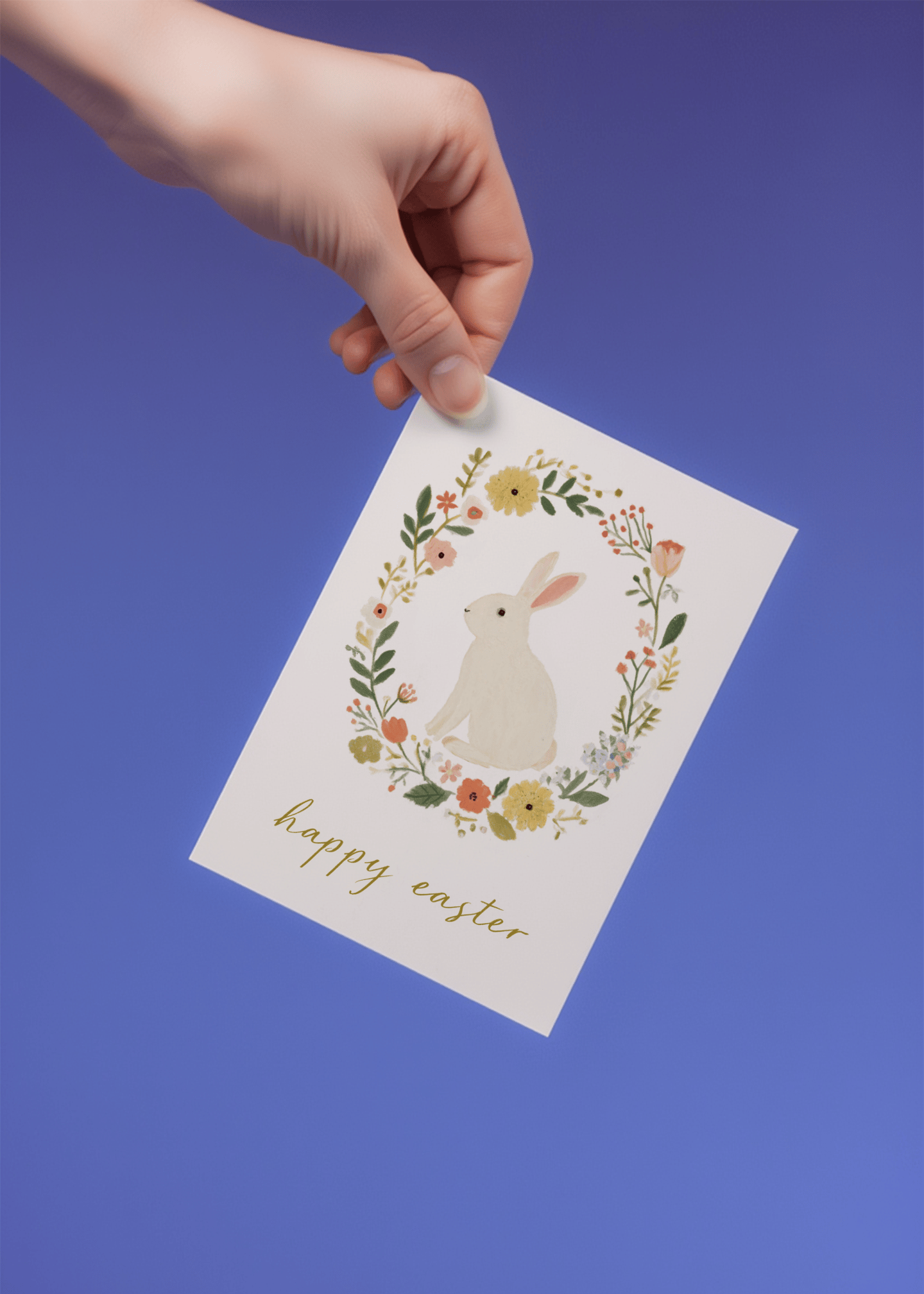 Floral Bunny Easter Card mockup 4