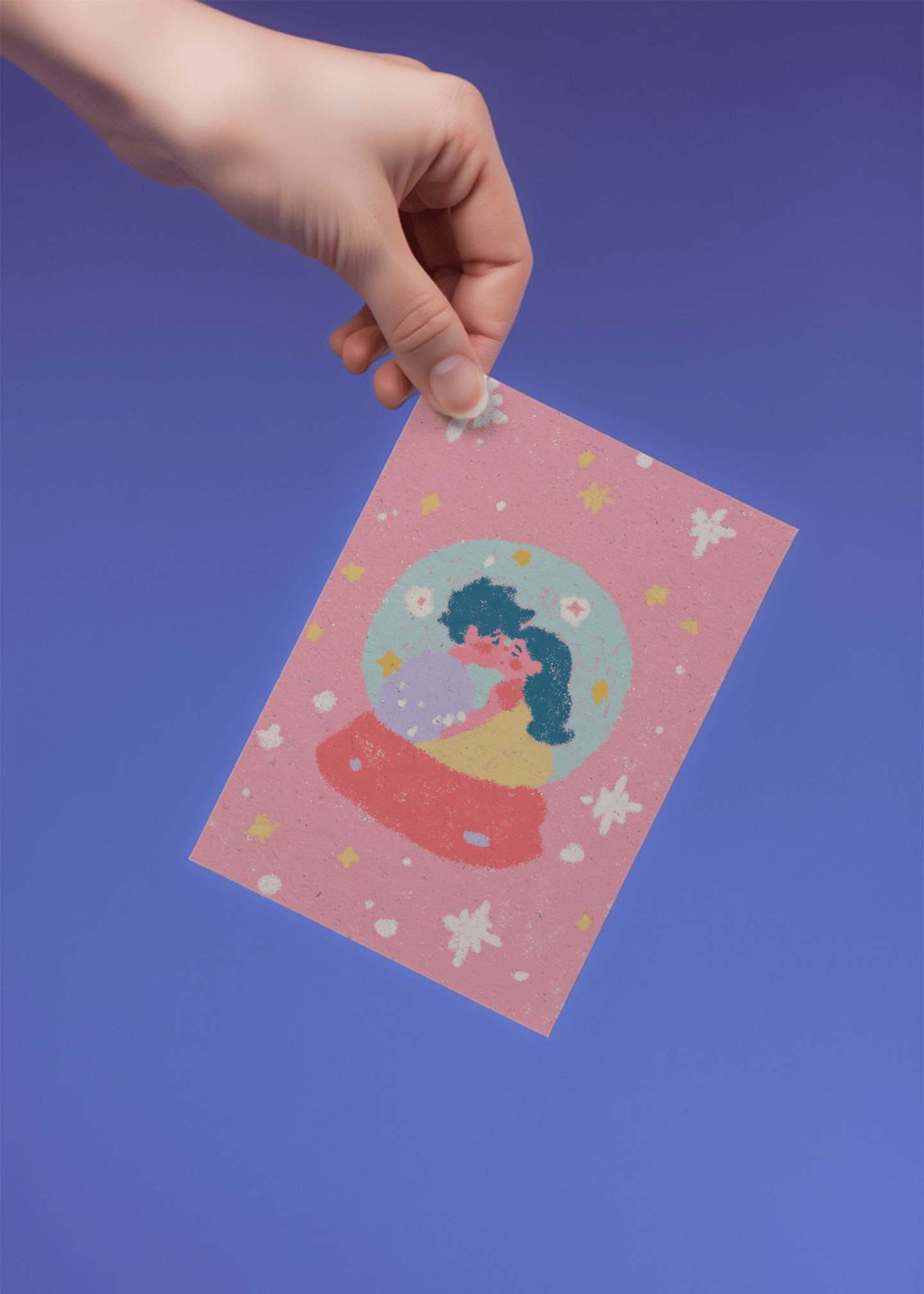 Cosmic Love Snow Globe Card mockup 4