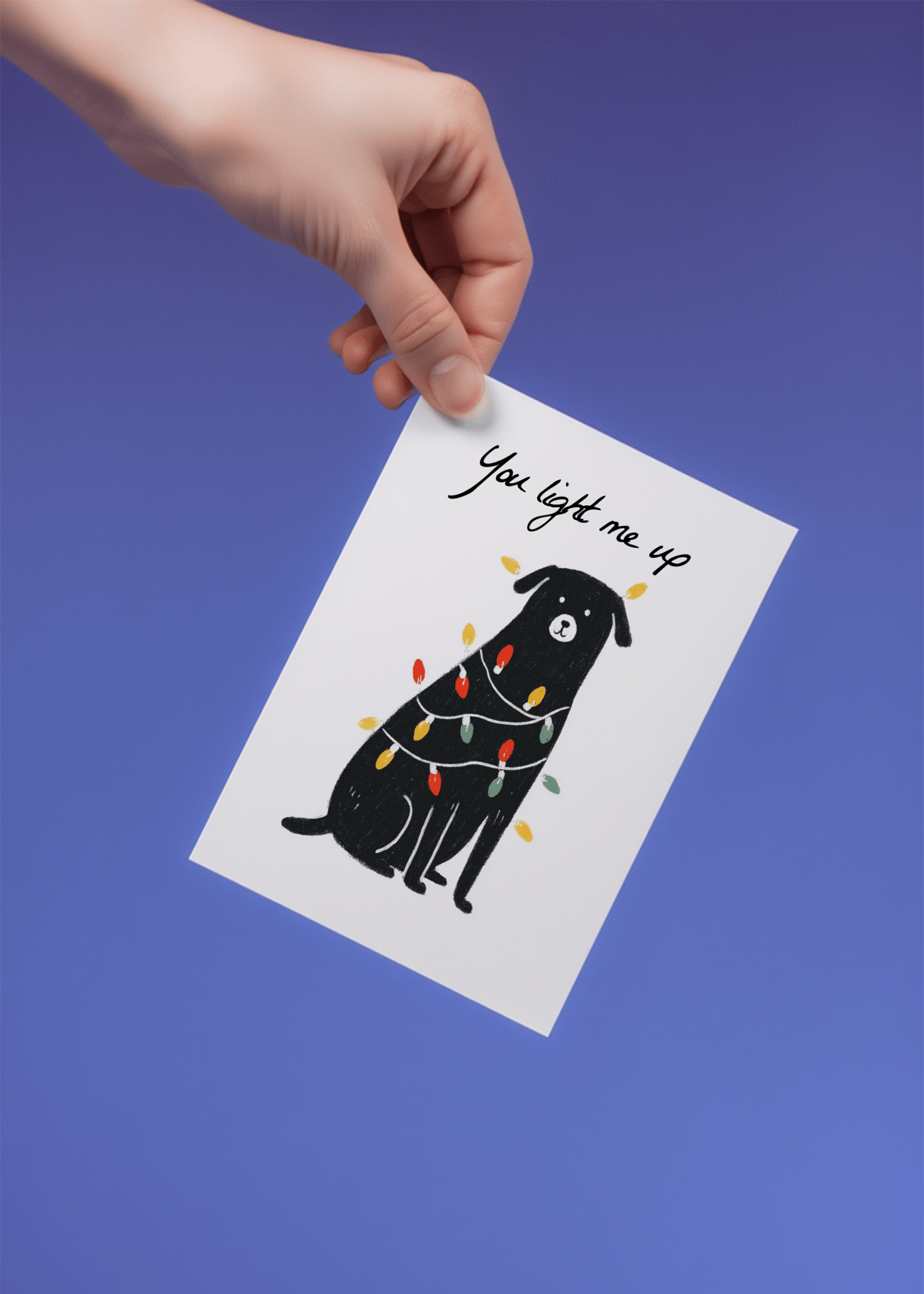 Festive Dog Love Lights Card mockup 4