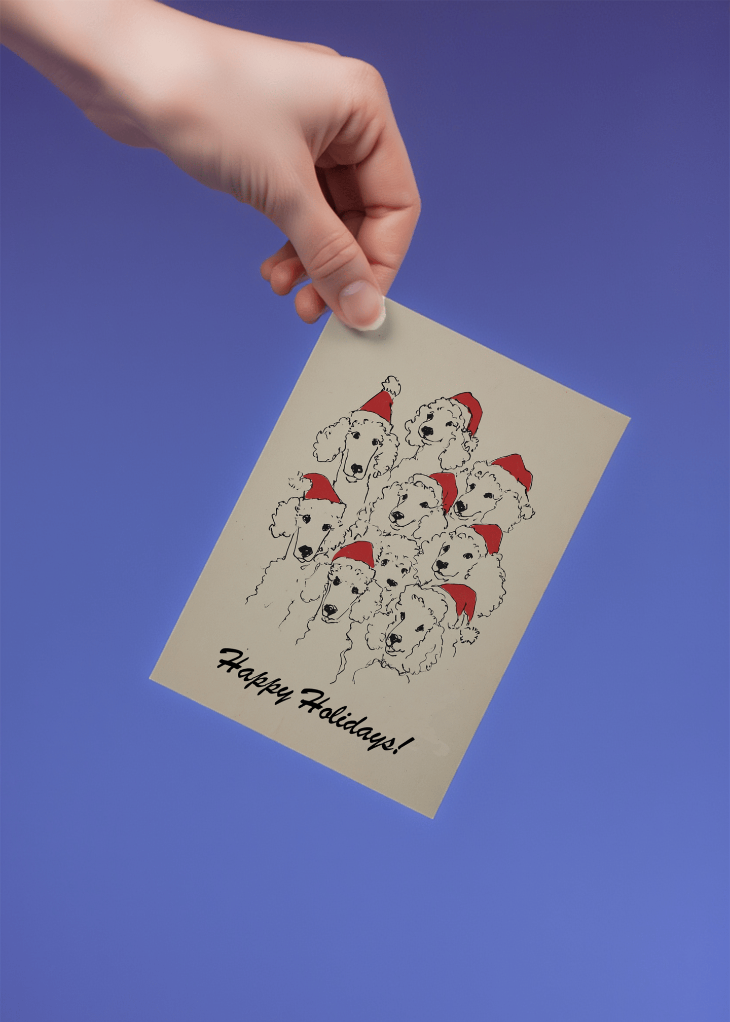 Festive Poodles Holiday Card mockup 4