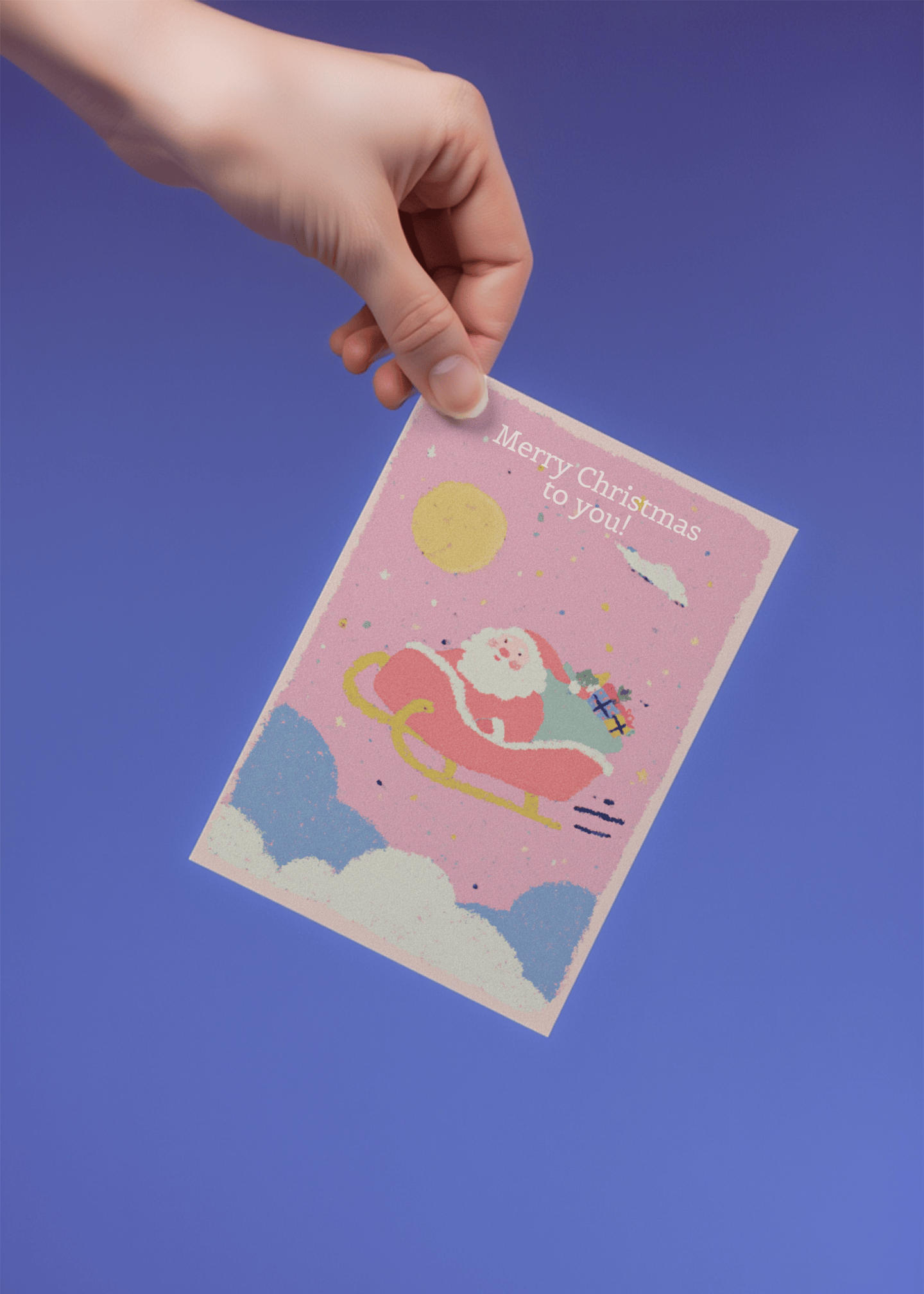 Festive Santa Sleigh Ride Card mockup 2