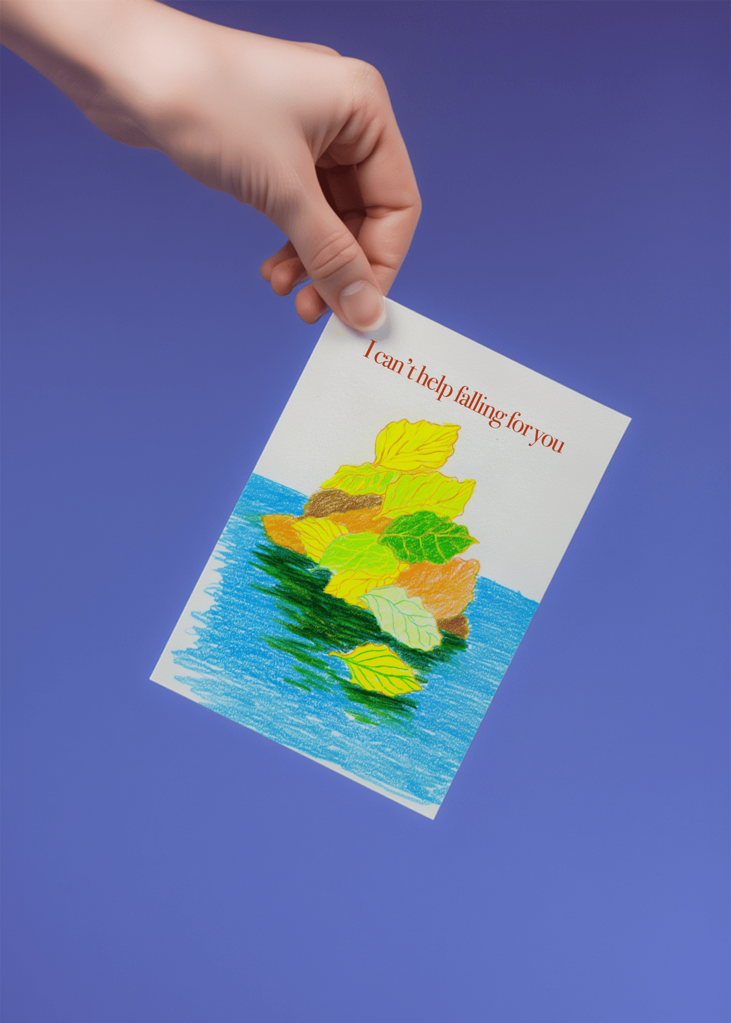 Falling for You Leafy Love Card mockup 4
