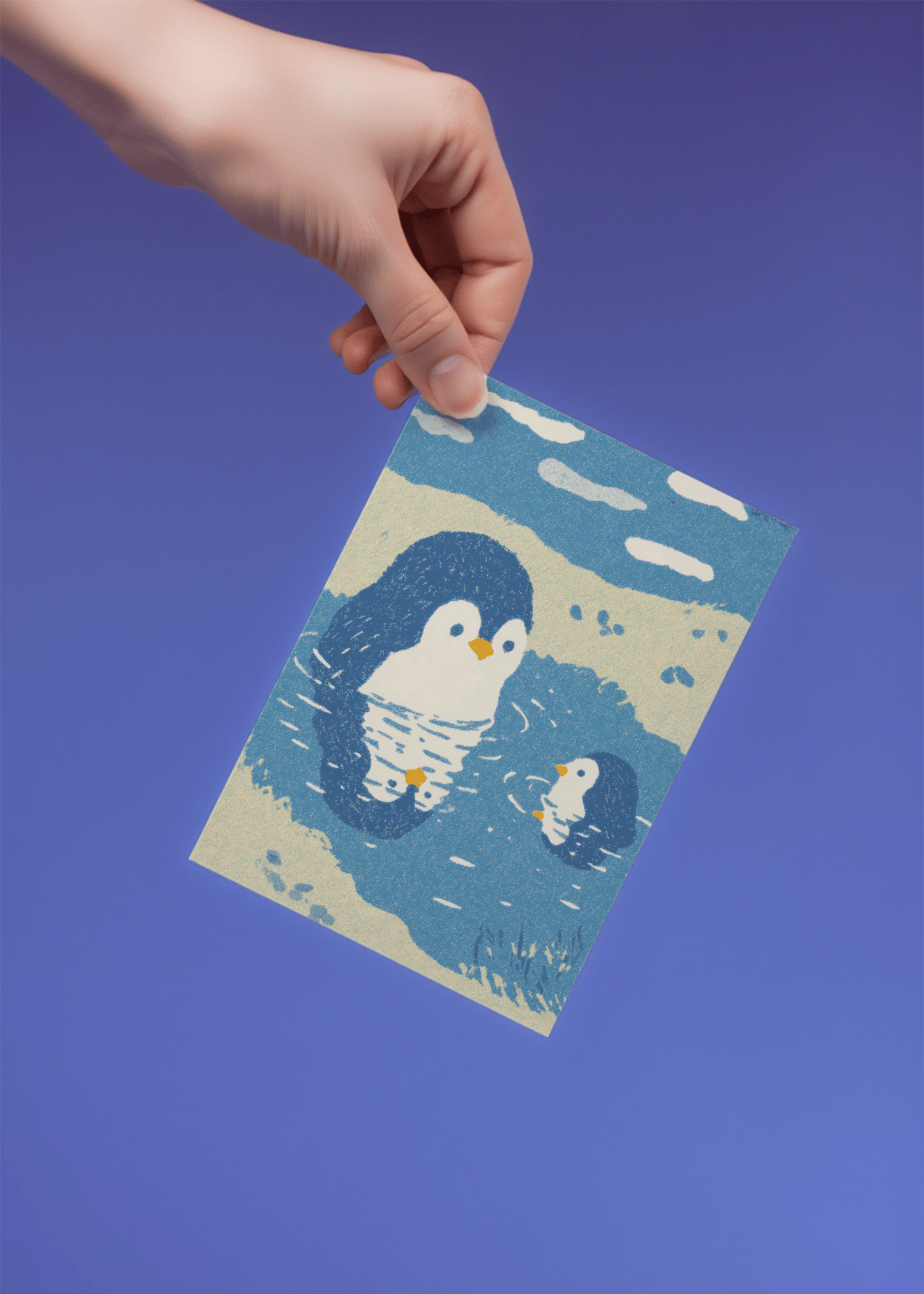 Charming Penguins Just Because Card mockup 4