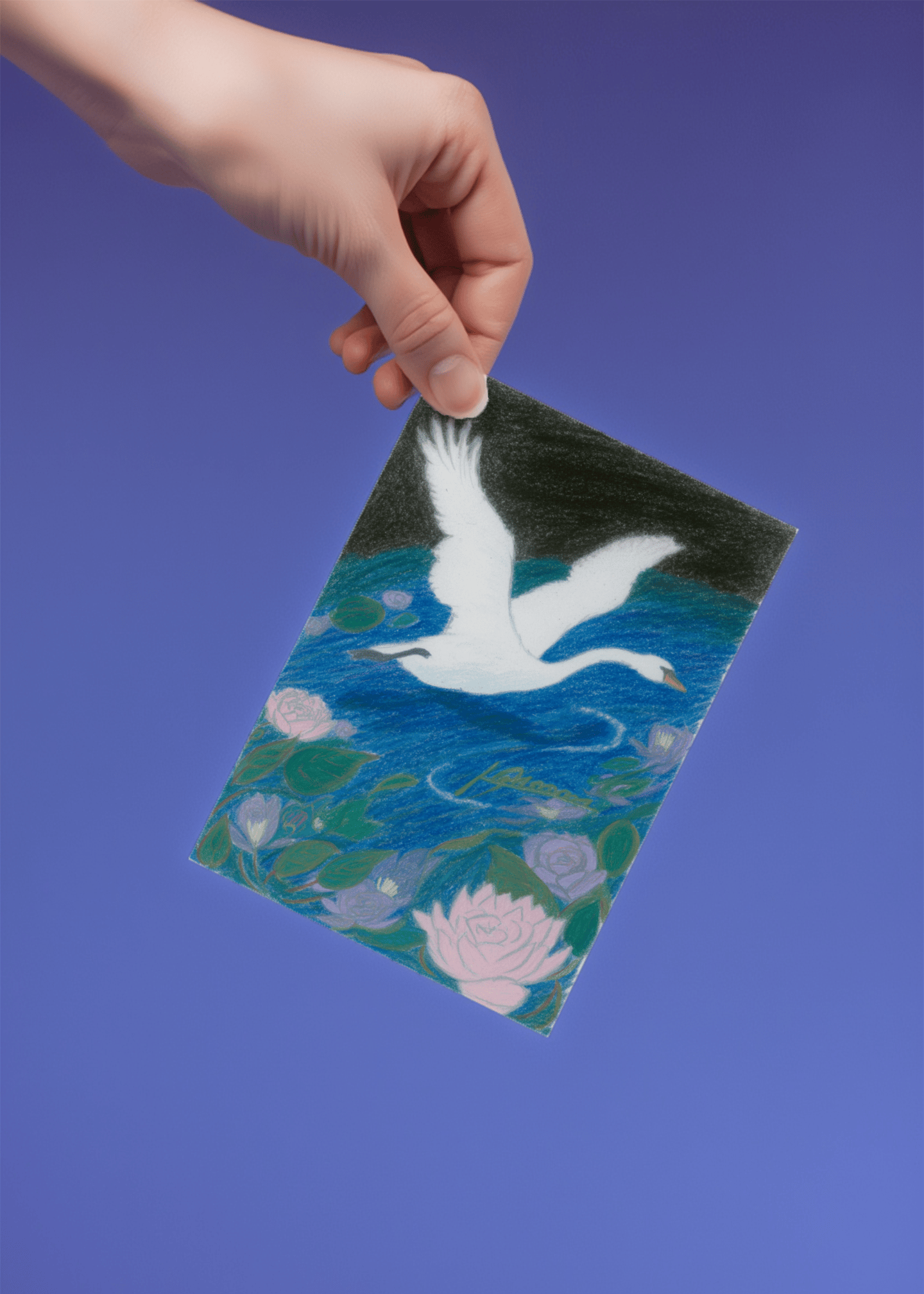 Graceful Swan Serenity Card mockup 4