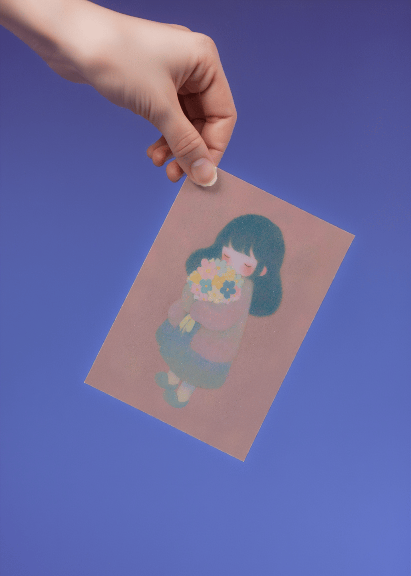 GIrl holding flowers mockup 4