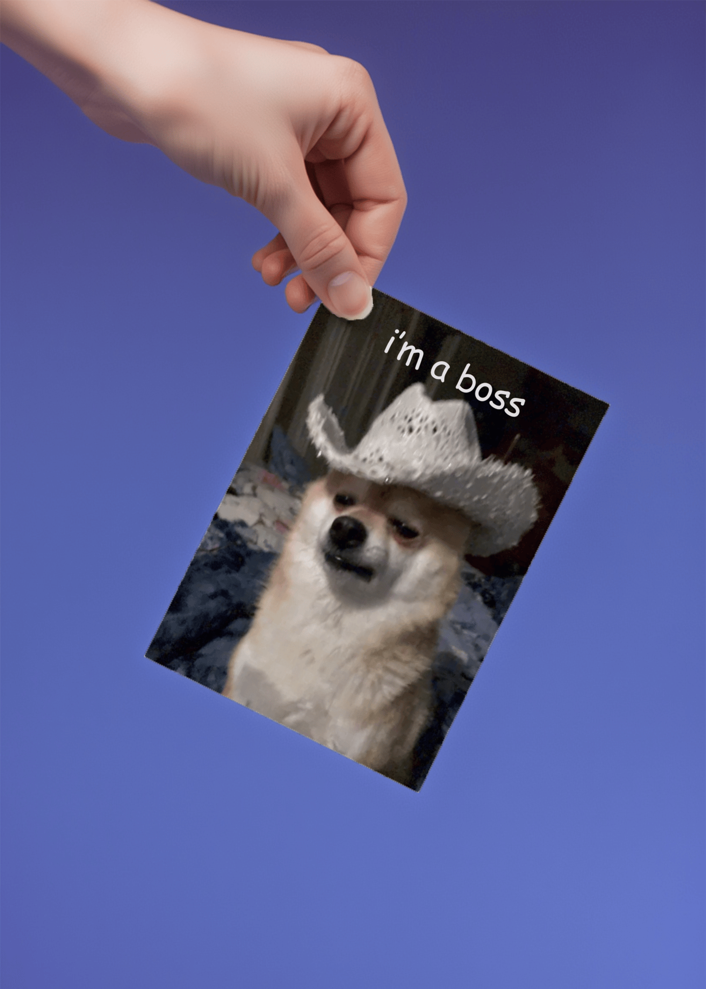 Boss Dog Cowboy Humor Card mockup 4