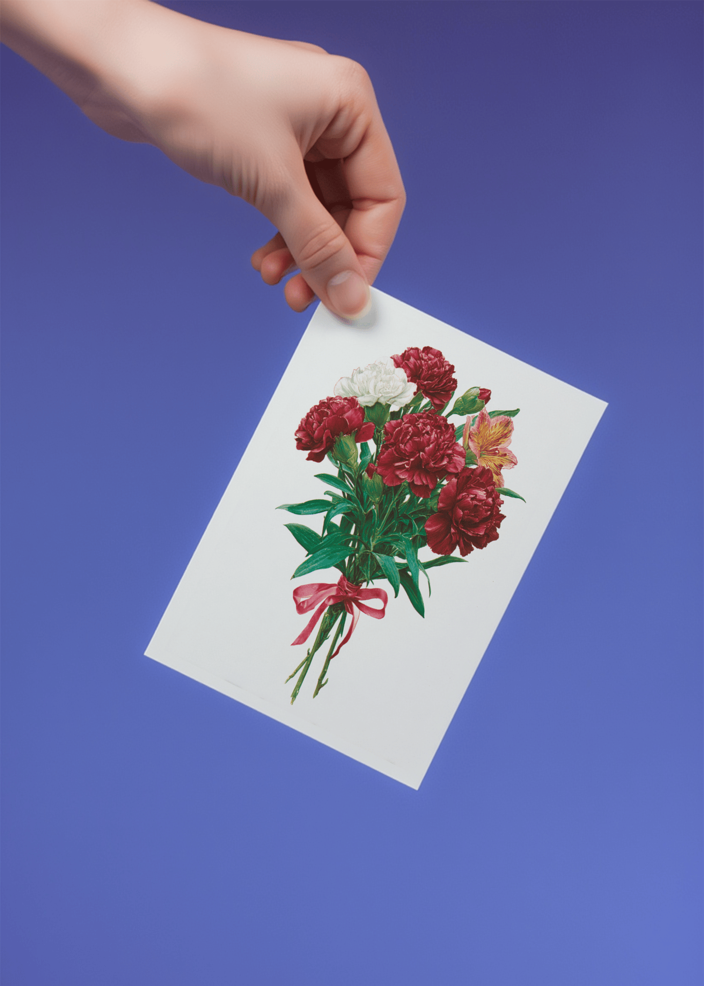 Charming Carnations Bouquet Card mockup 4