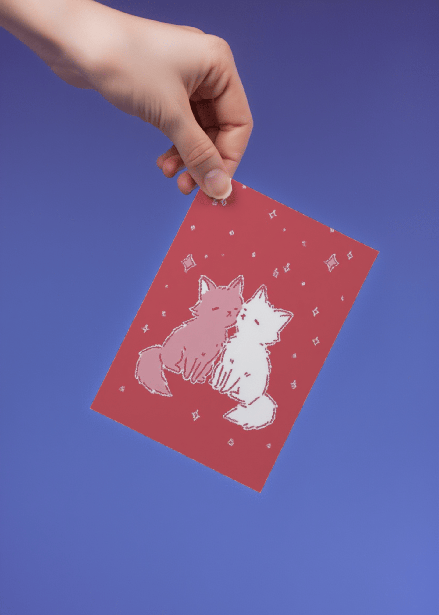 Adorable fox Romance Card mockup 4
