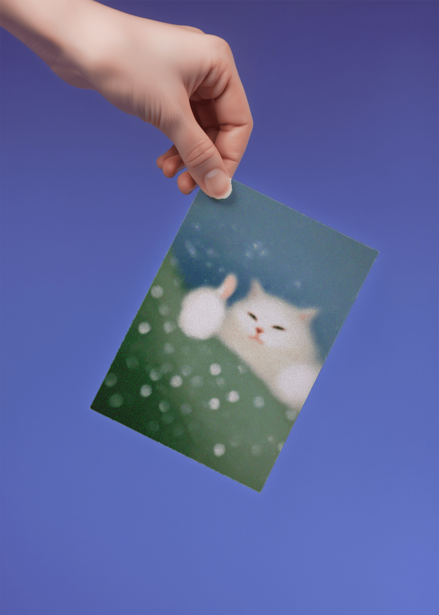 Cozy Cat thumbs up Greeting Card mockup 4