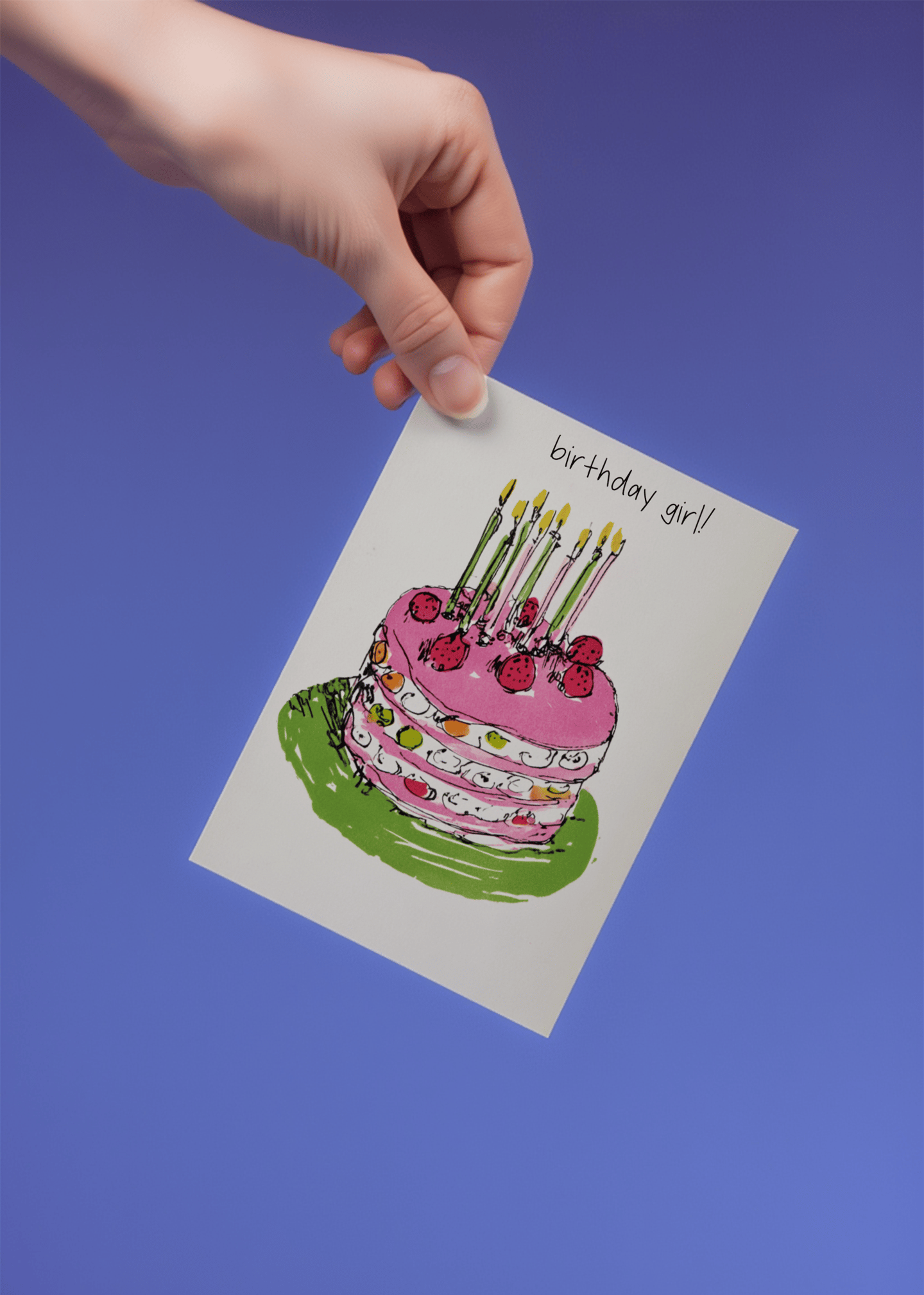 Birthday Girl Pink Cake Card mockup 3
