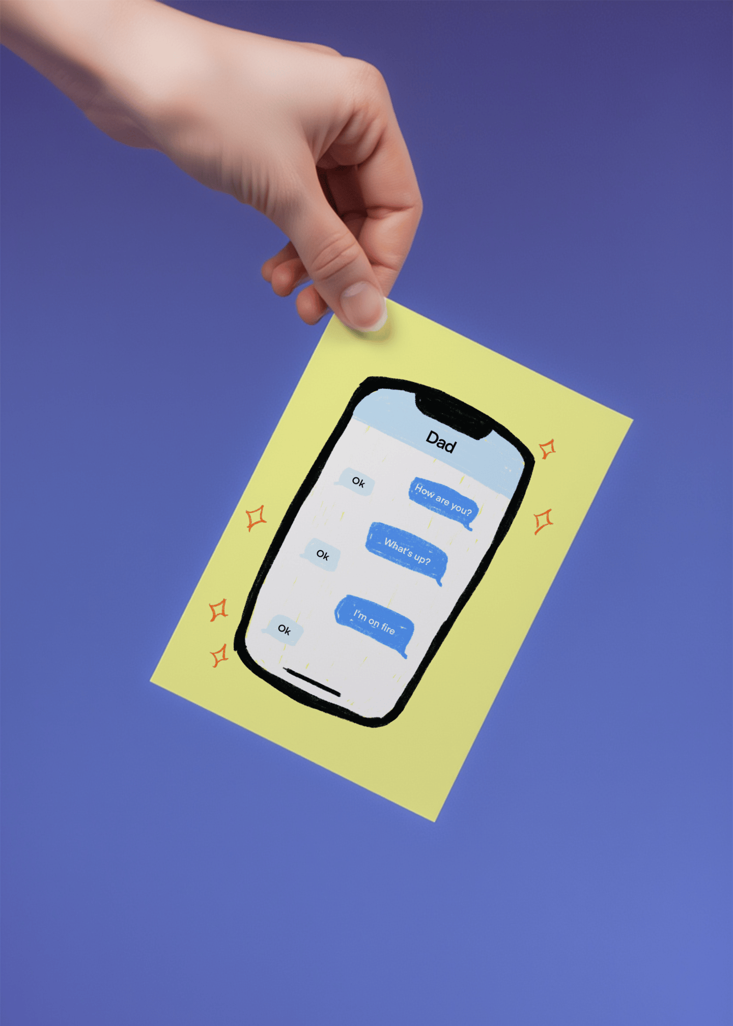 Ok Dad Text Message Card mockup 4
