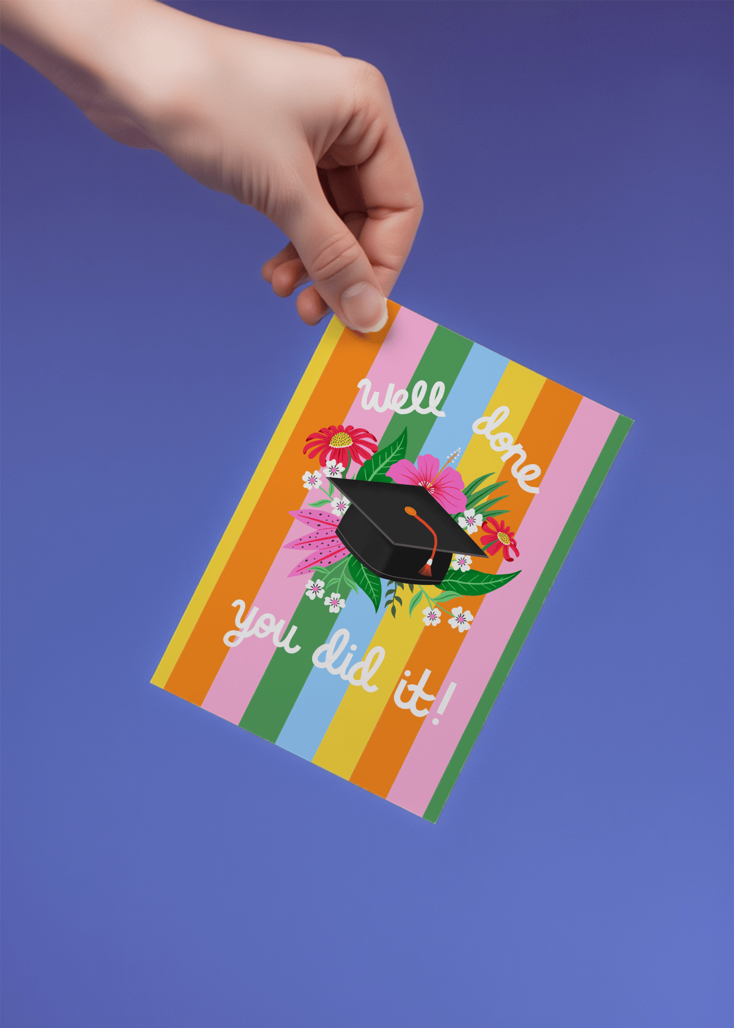 Well Done You Did It Floral Cap Card mockup 4