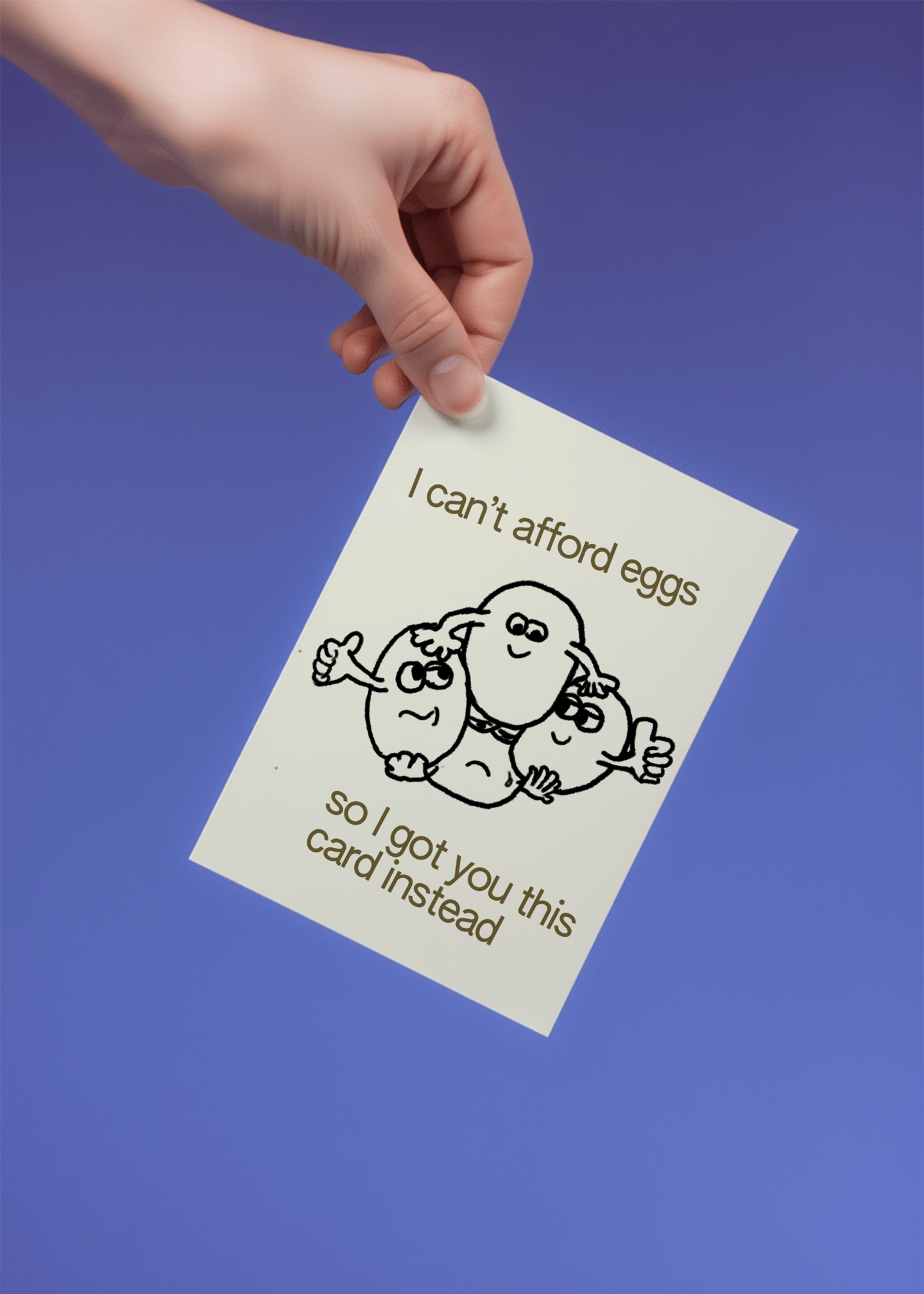 I Can't Afford Eggs Card mockup 4