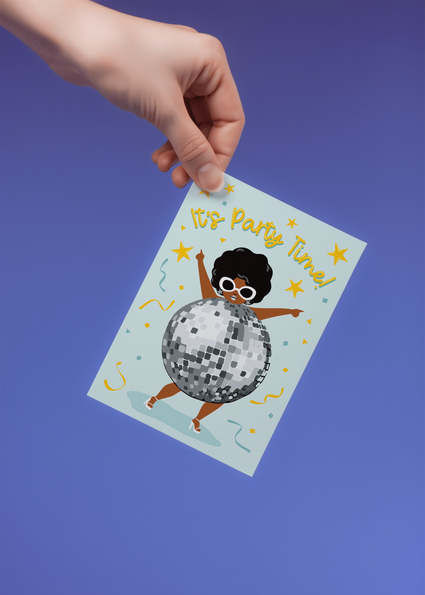 Disco Party Time Birthday Card mockup 4