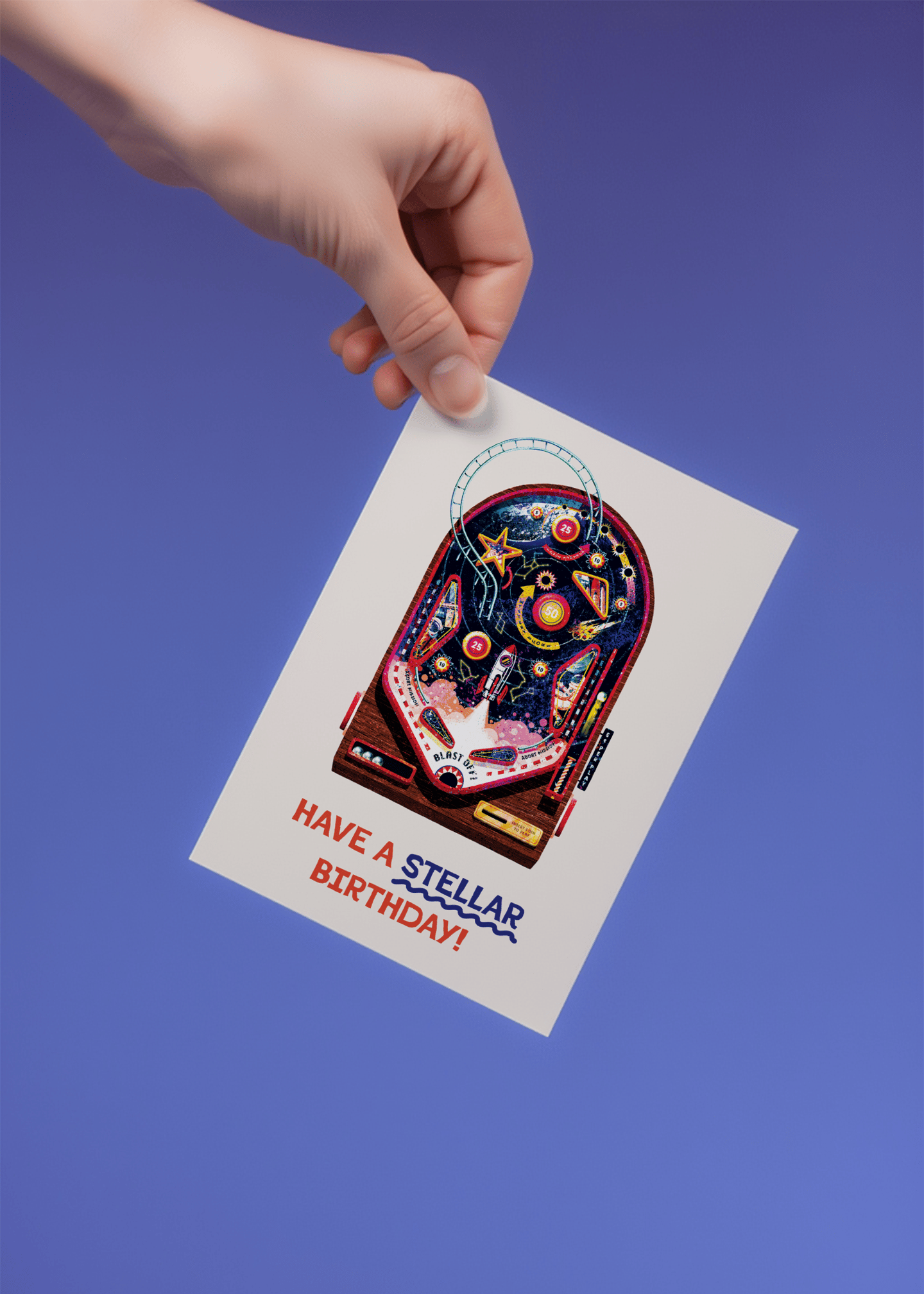 Stellar Birthday Pinball Card mockup 4