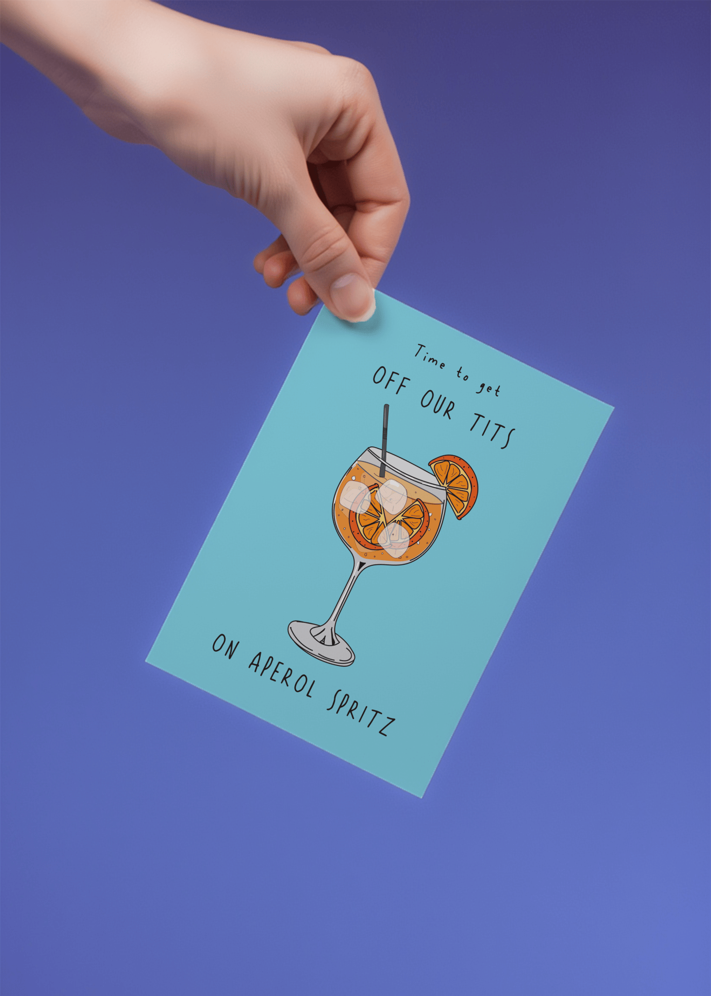 Off Our Tits on Aperol Spritz Card mockup 3