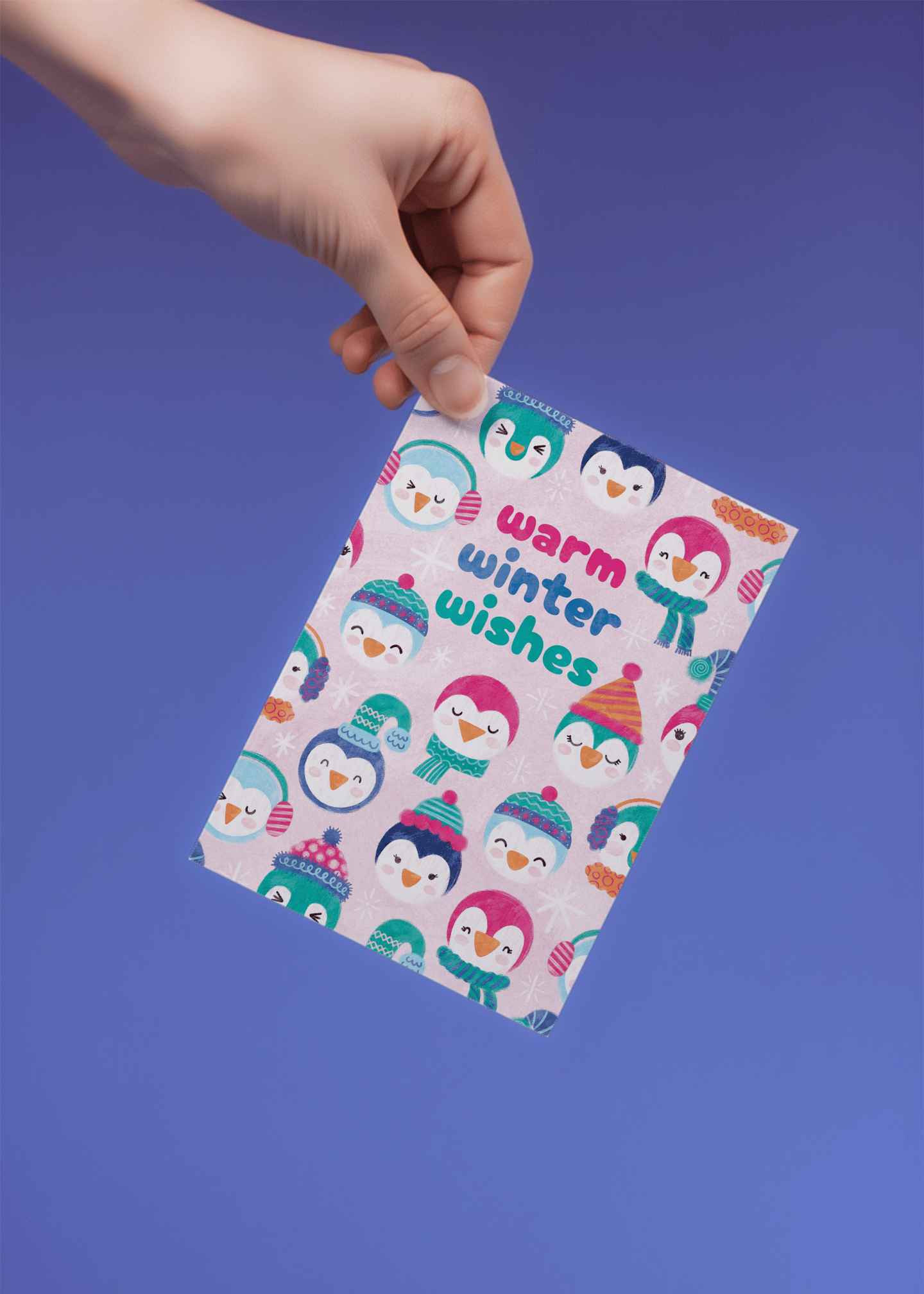 Warm Winter Wishes Penguins mockup 4