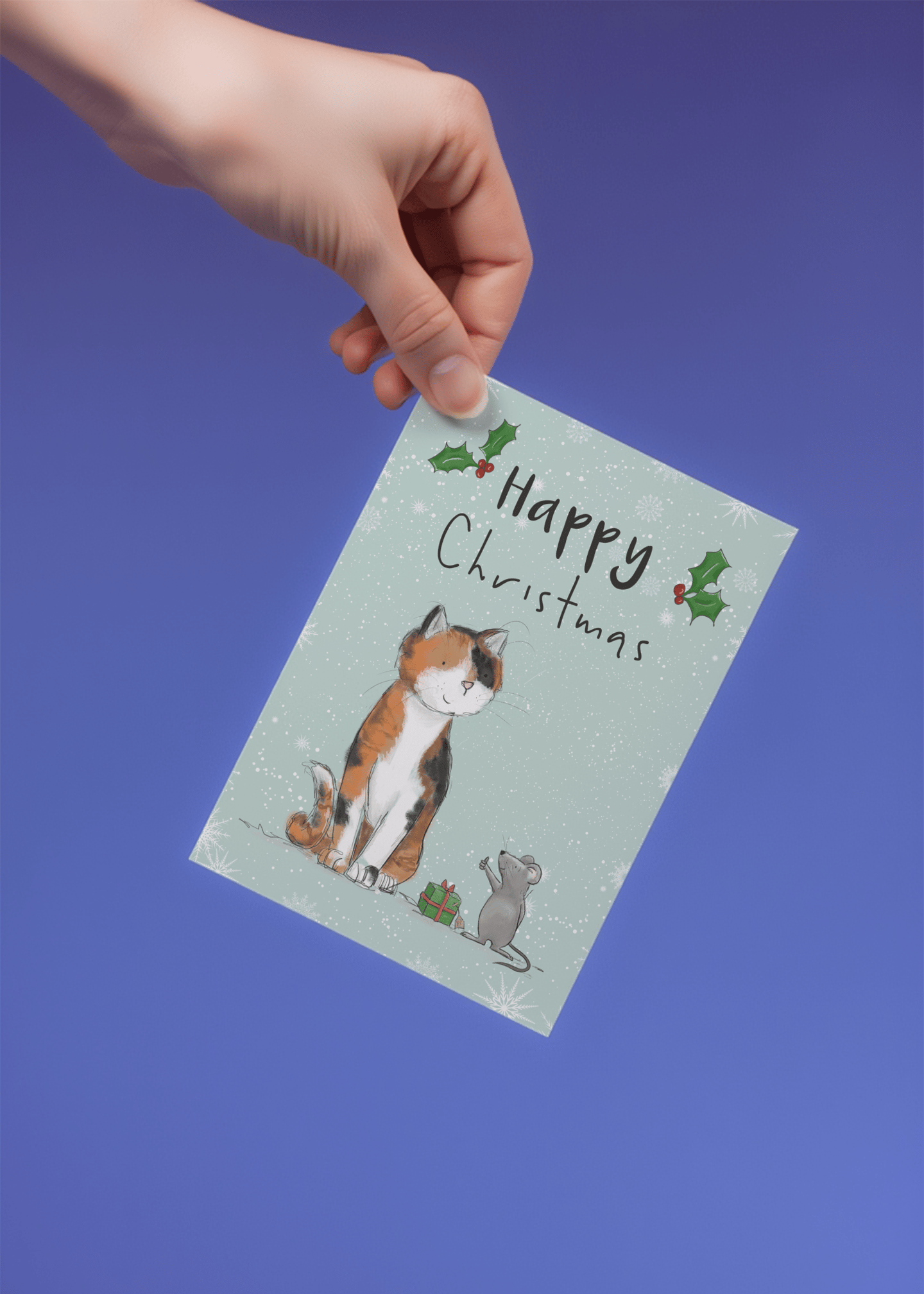 Cat's Christmas with a Friendly Mouse mockup 4