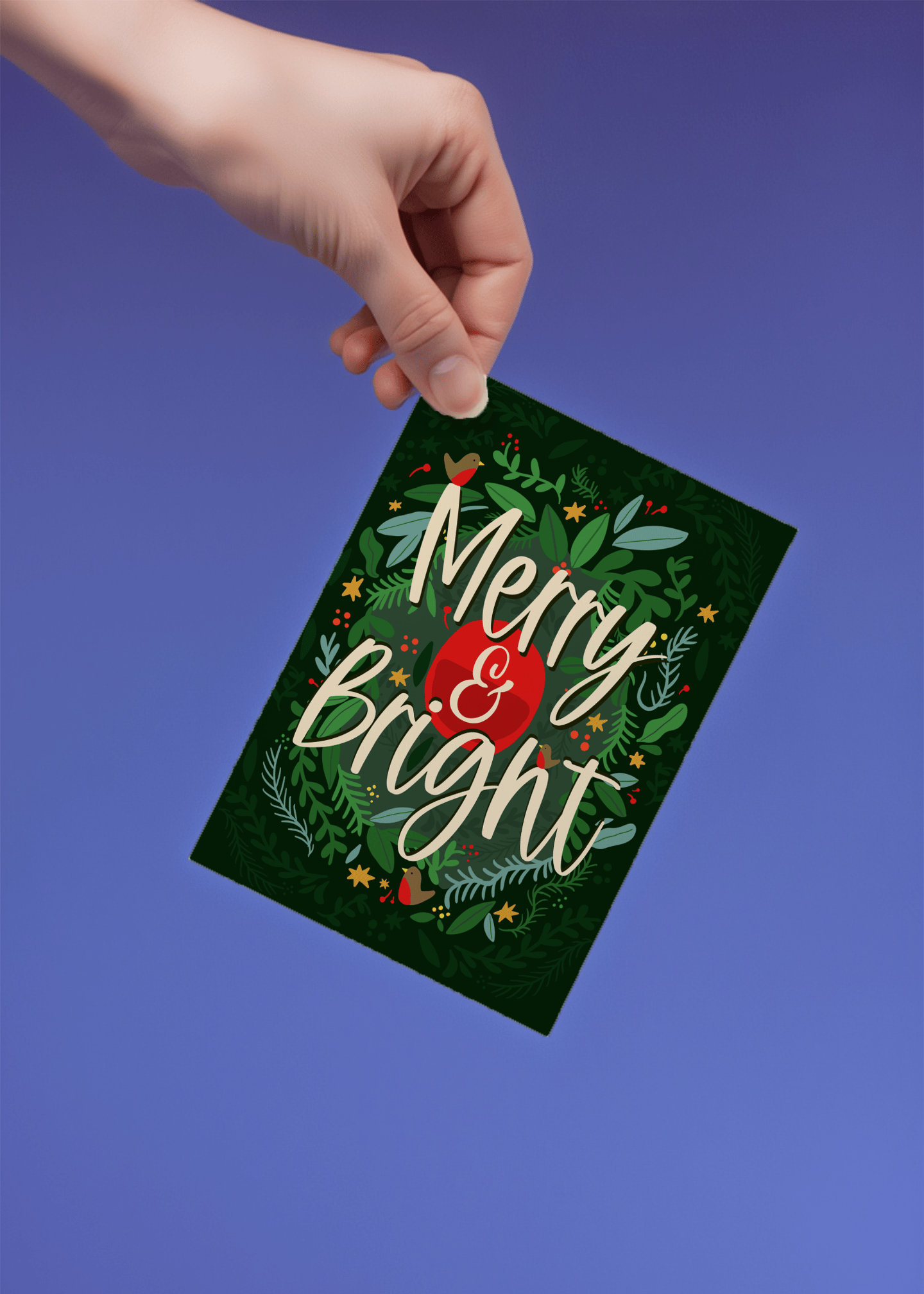 Merry & Bright Christmas Leaves mockup 4